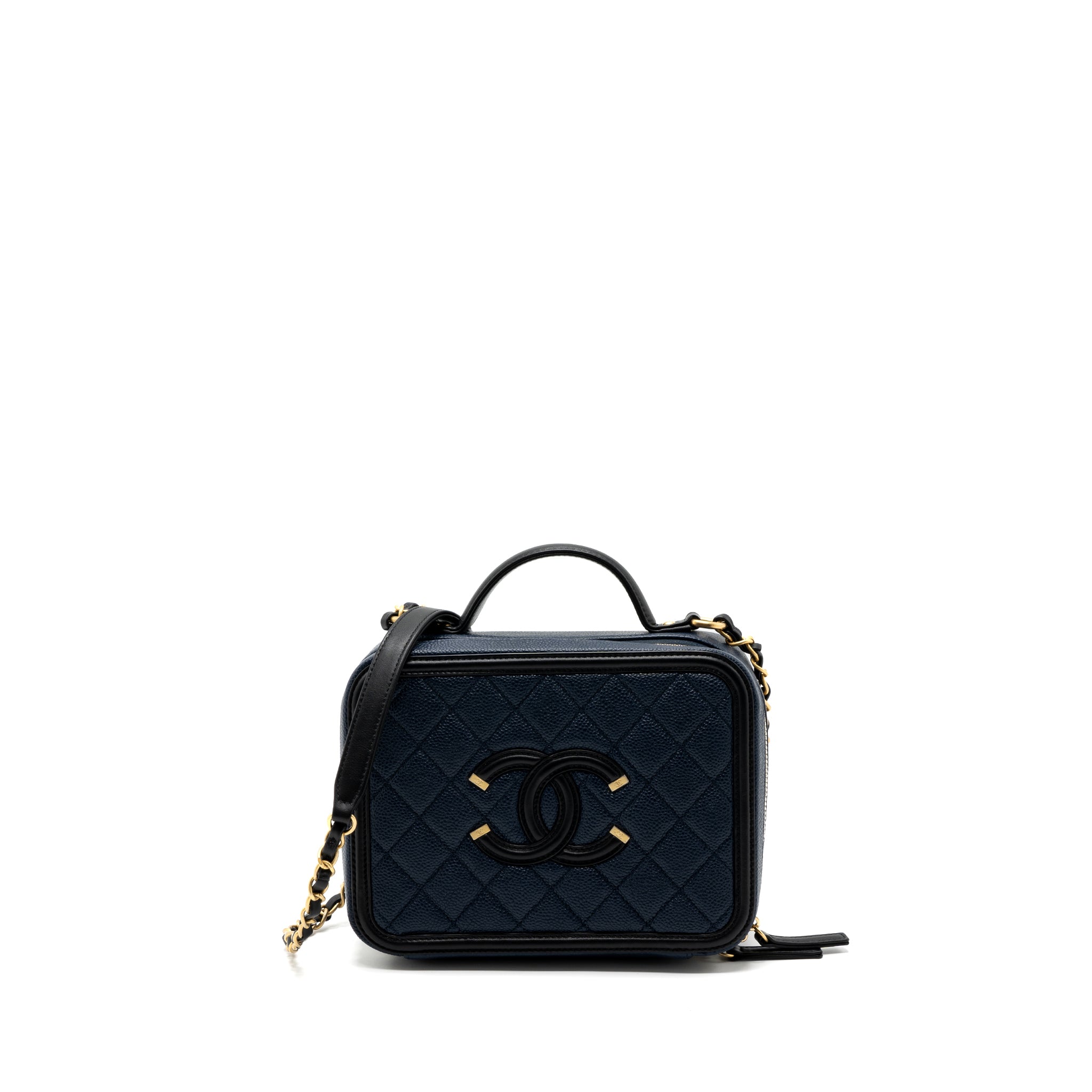 Chanel Filigree Camera Bag Caviar Dark Blue/ Black