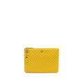 Chanel Chevron zip pouch / clutch lambskin yellow L