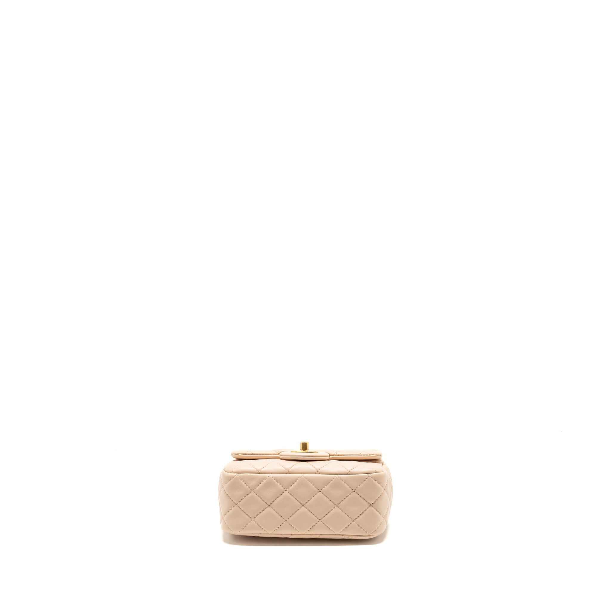 Chanel Pearl Crush Mini Square Flap Bag Lambskin Light Beige  (Microchip)