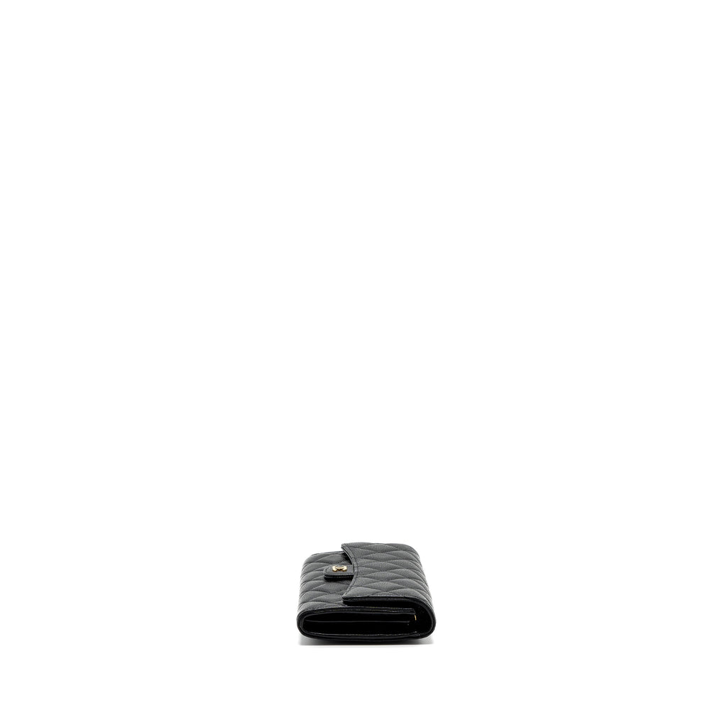 Chanel classic long flap wallet caviar black