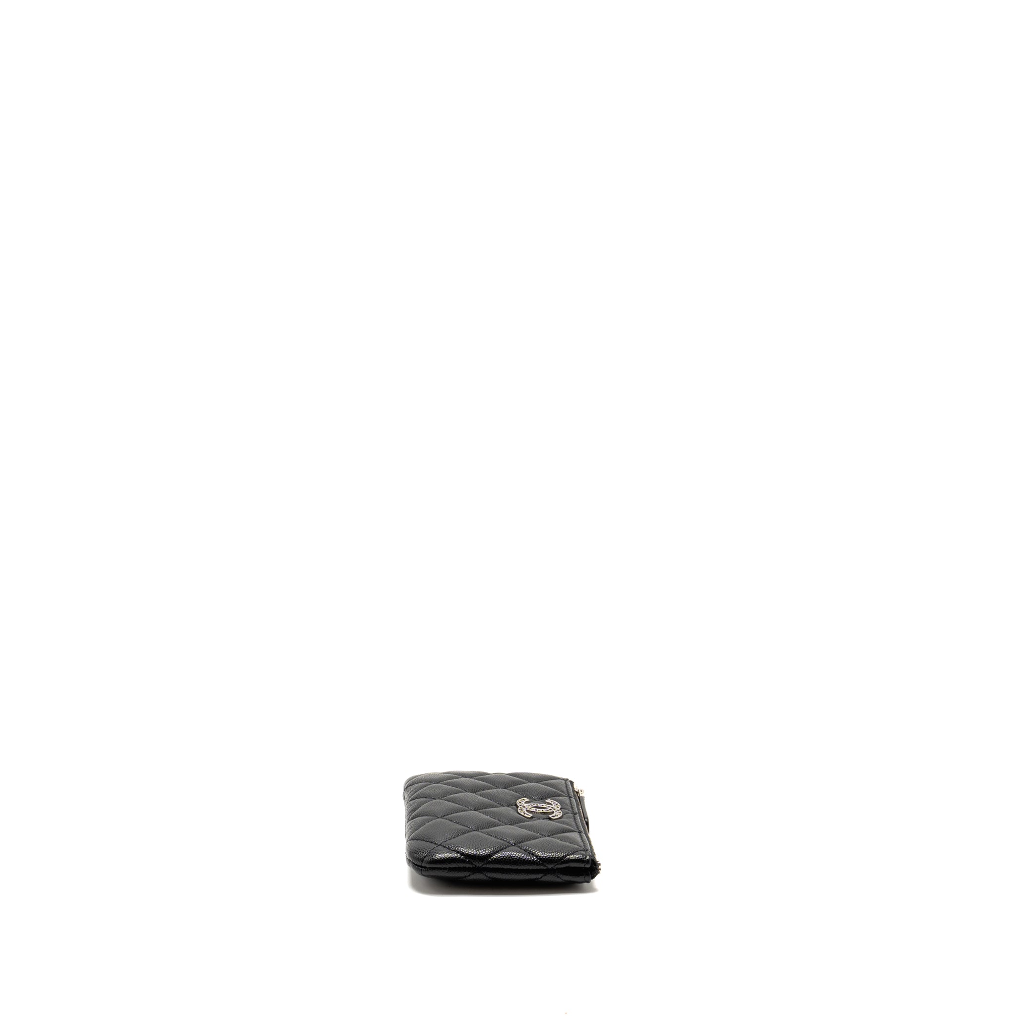 Chanel Detailed CC Small O-Case Pouch Caviar Black  (Microchip)