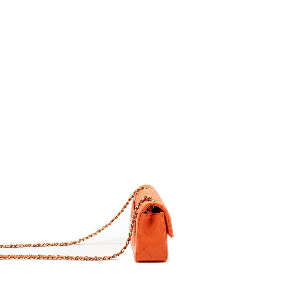 Chanel Mini Rectangular Flap Bag Lambskin Orange