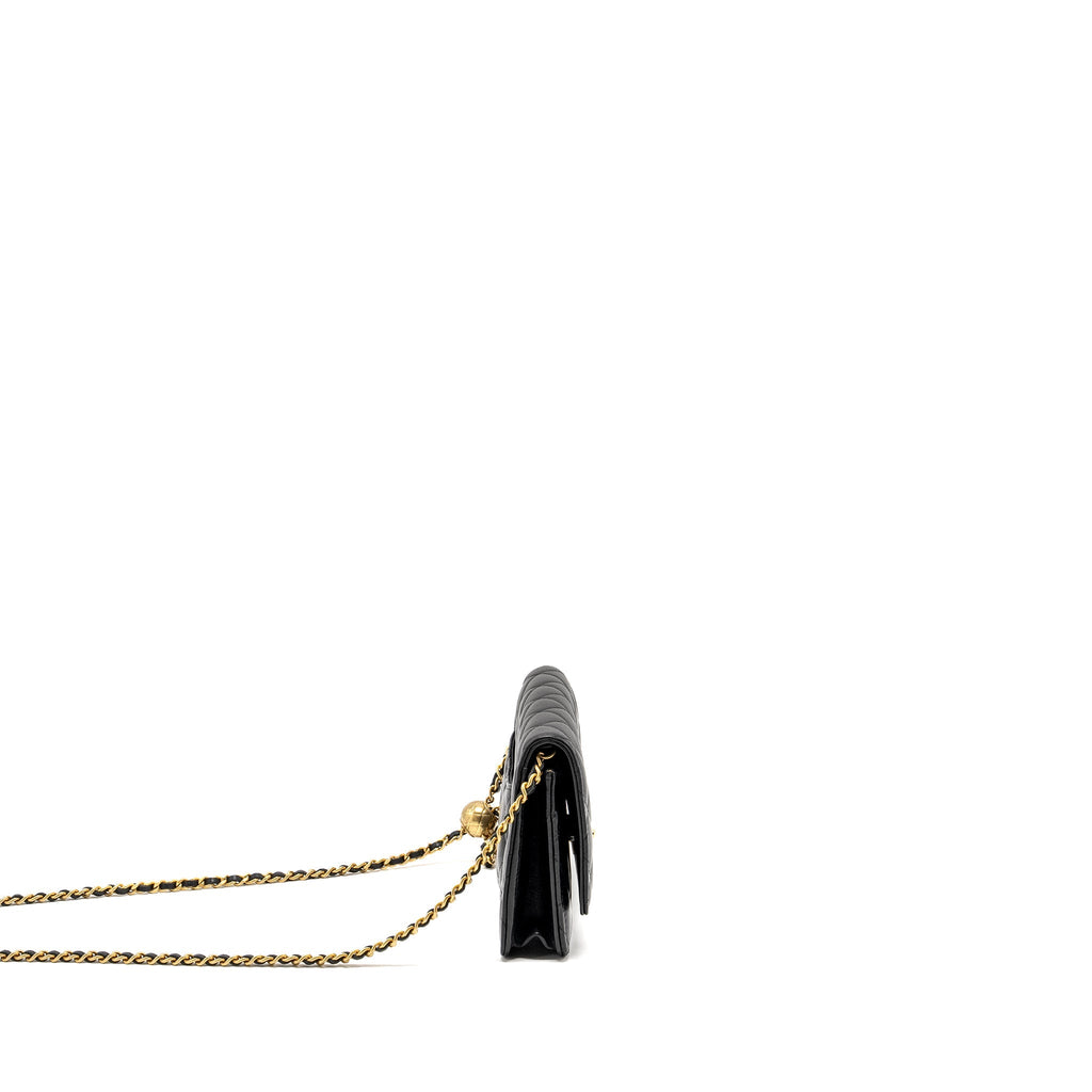CHANEL Pearl Crush Wallet on Chain Lambskin Black  (Microchip)