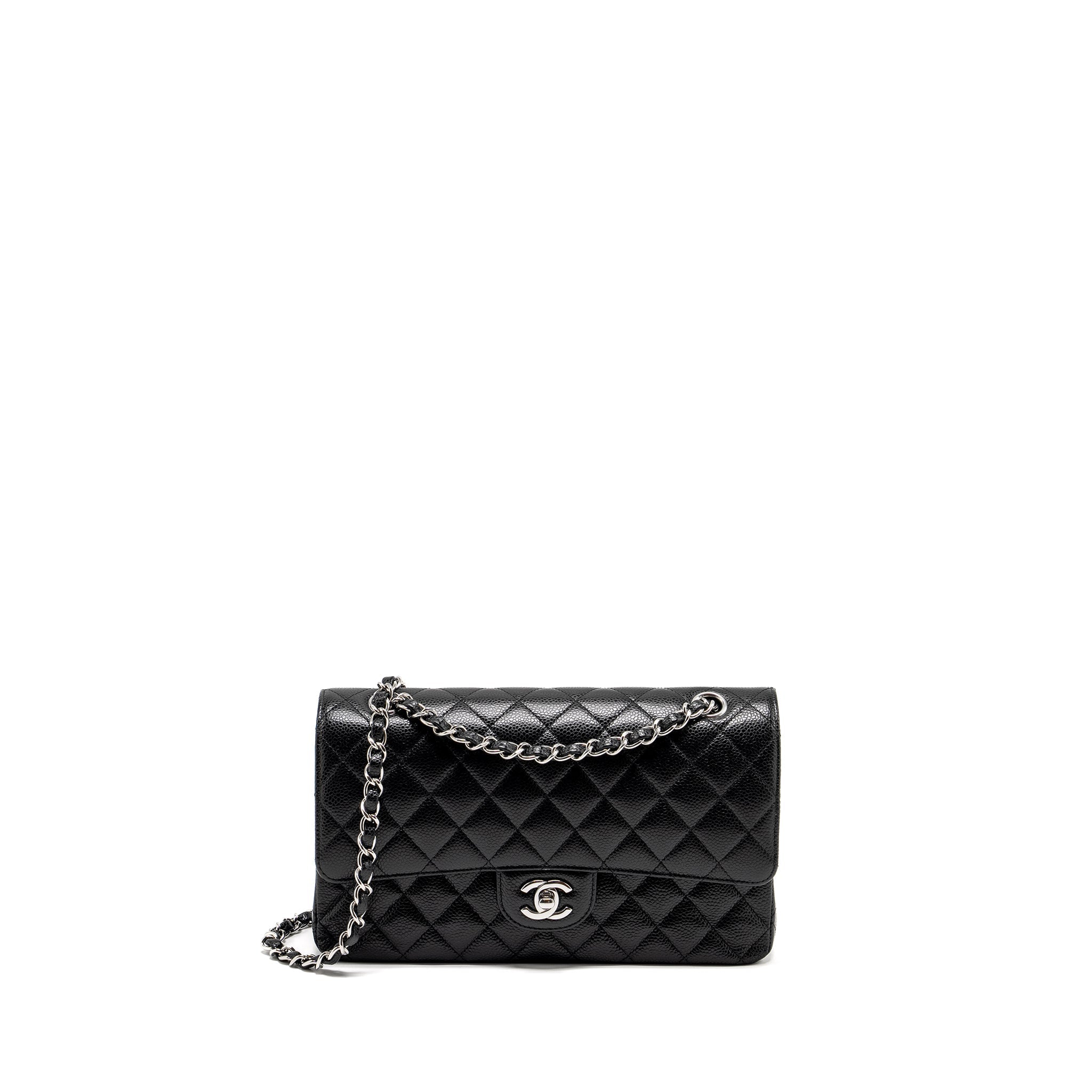 Chanel Medium Classic Double Flap Bag Caviar Black  (Microchip)