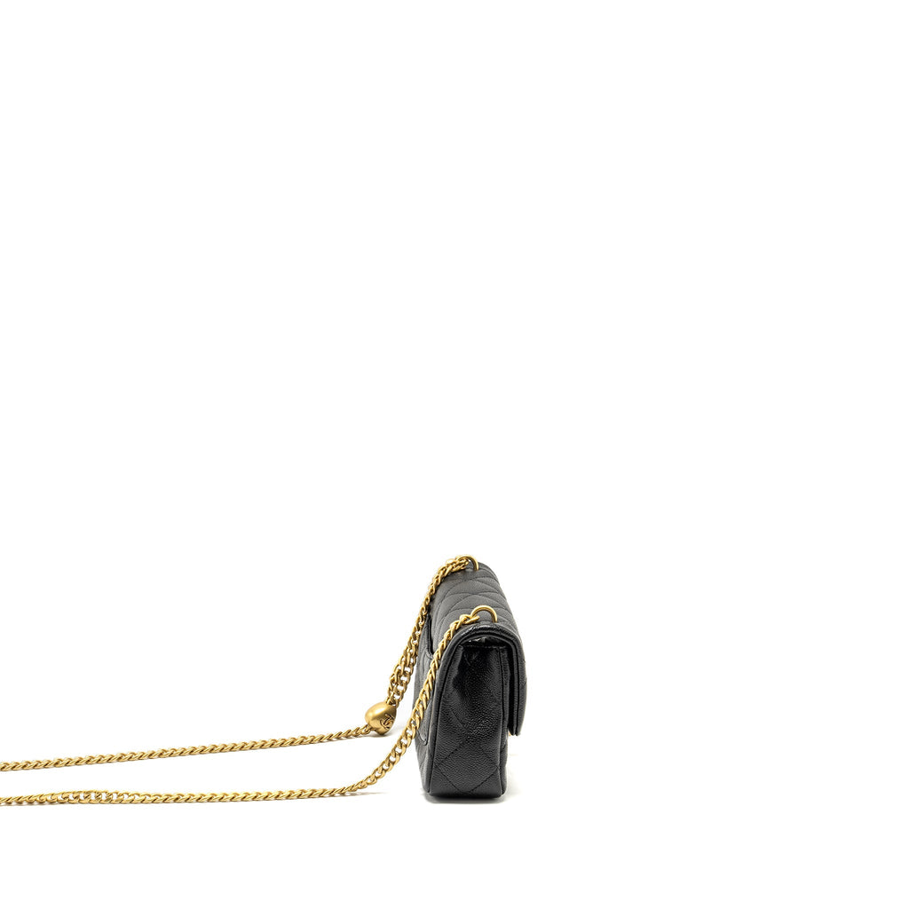 Chanel Coco Love Mini Flap Bag with Adjustable Chain Caviar Black  (Microchip)