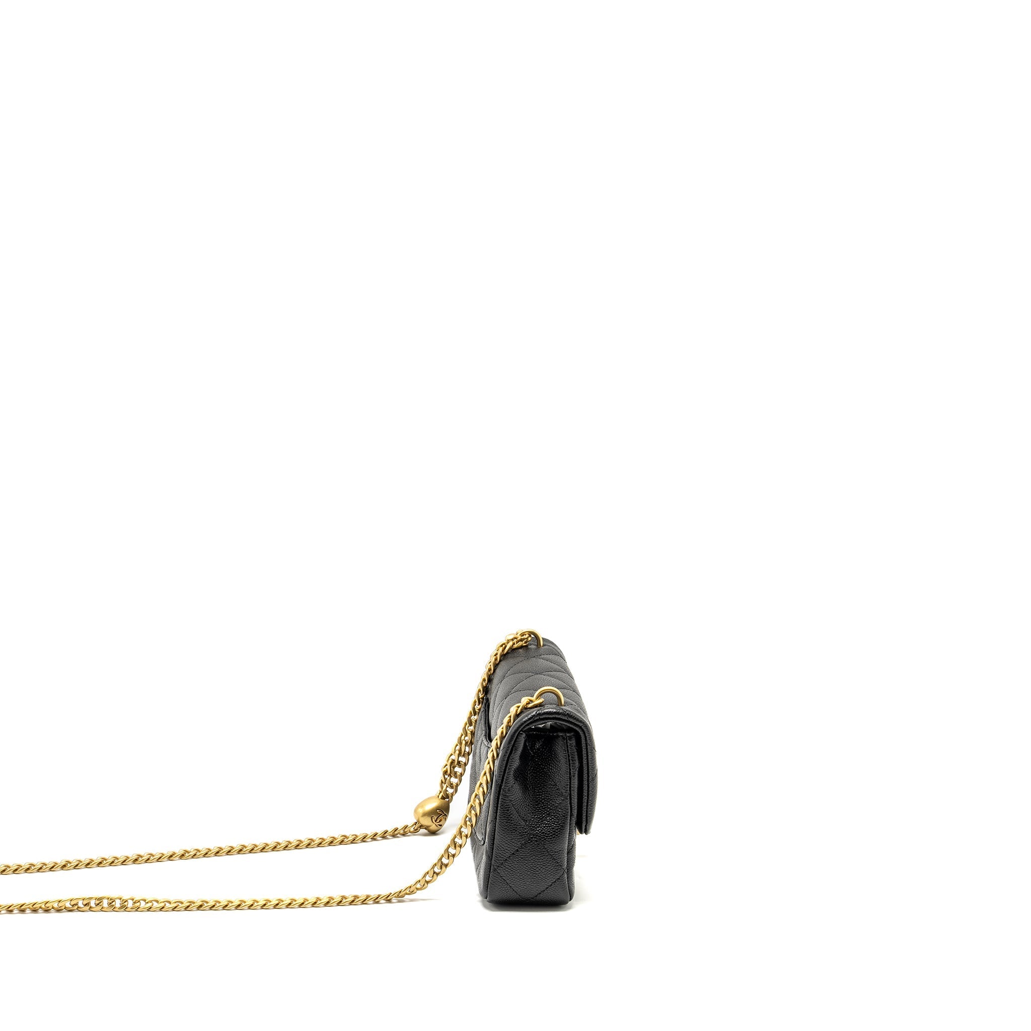 Chanel Coco Love Mini Flap Bag with Adjustable Chain Caviar Black  (Microchip)