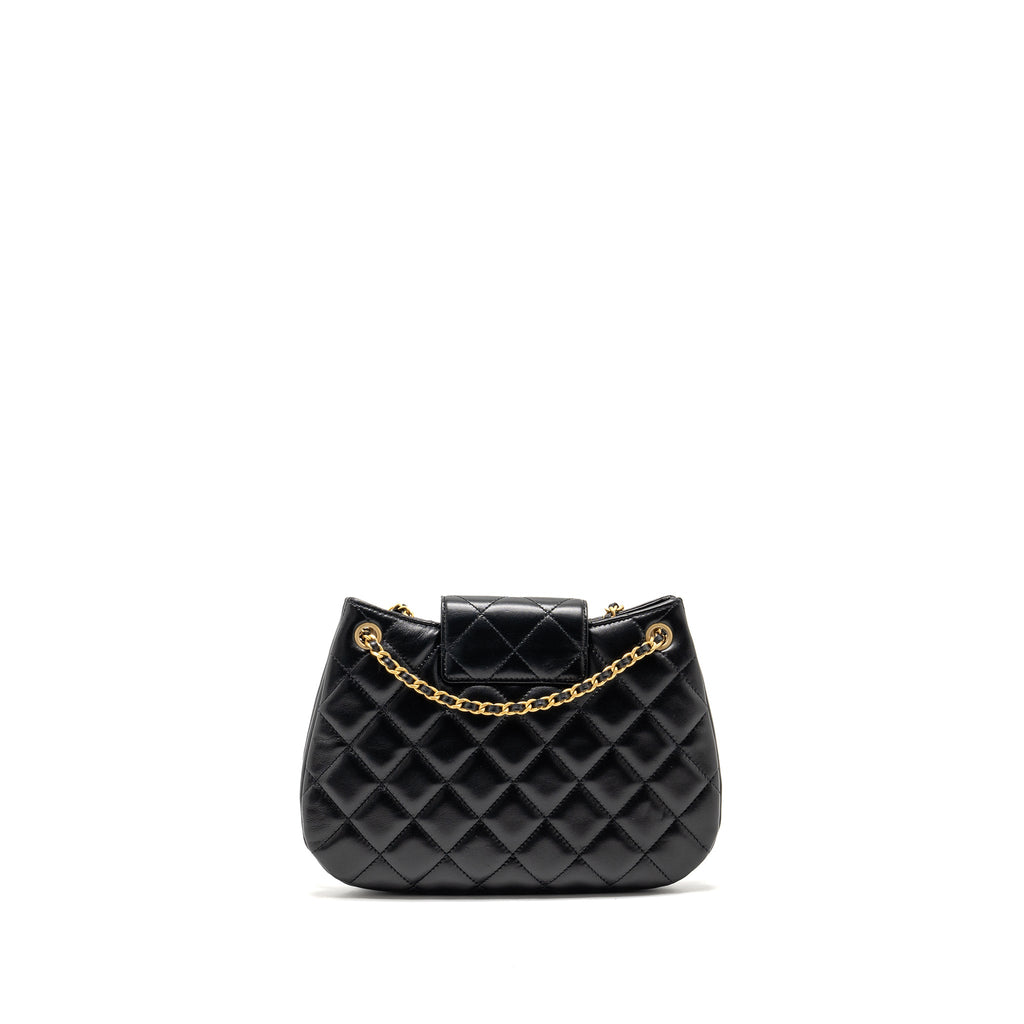 Chanel 24C Quilted Small Messenger Bag Black Lambskin  (Microchip)