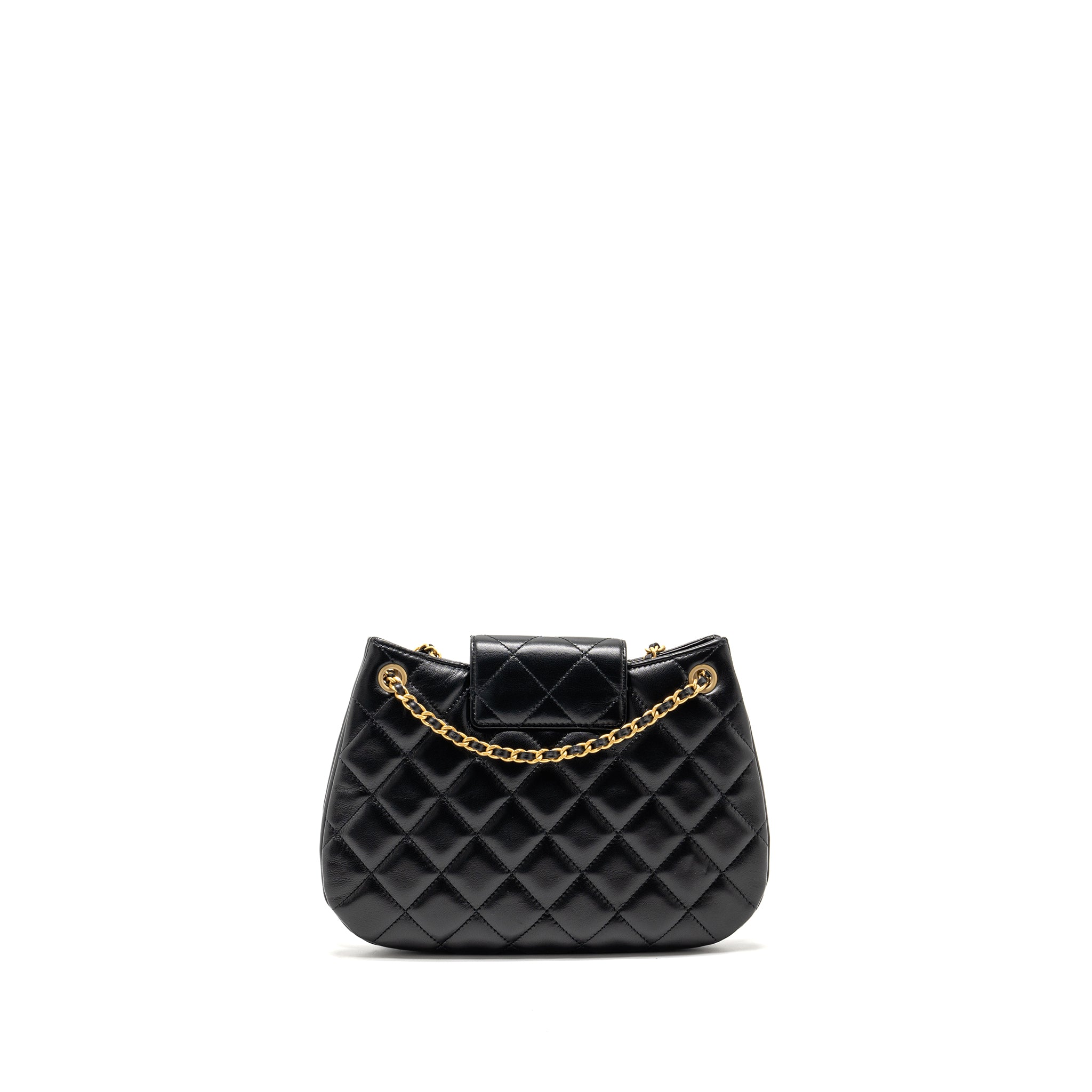 Chanel 24C Quilted Small Messenger Bag Black Lambskin  (Microchip)