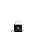 Chanel 22B Enamel Top handle Mini Flap Bag Lambskin Black  (Microchip)