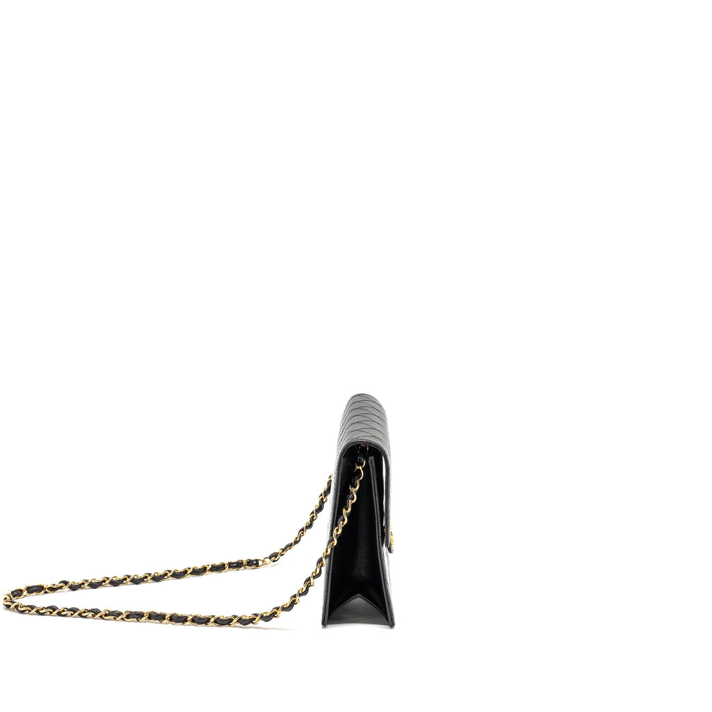 Chanel Vintage Square Flap Chain Bag Lambskin Black