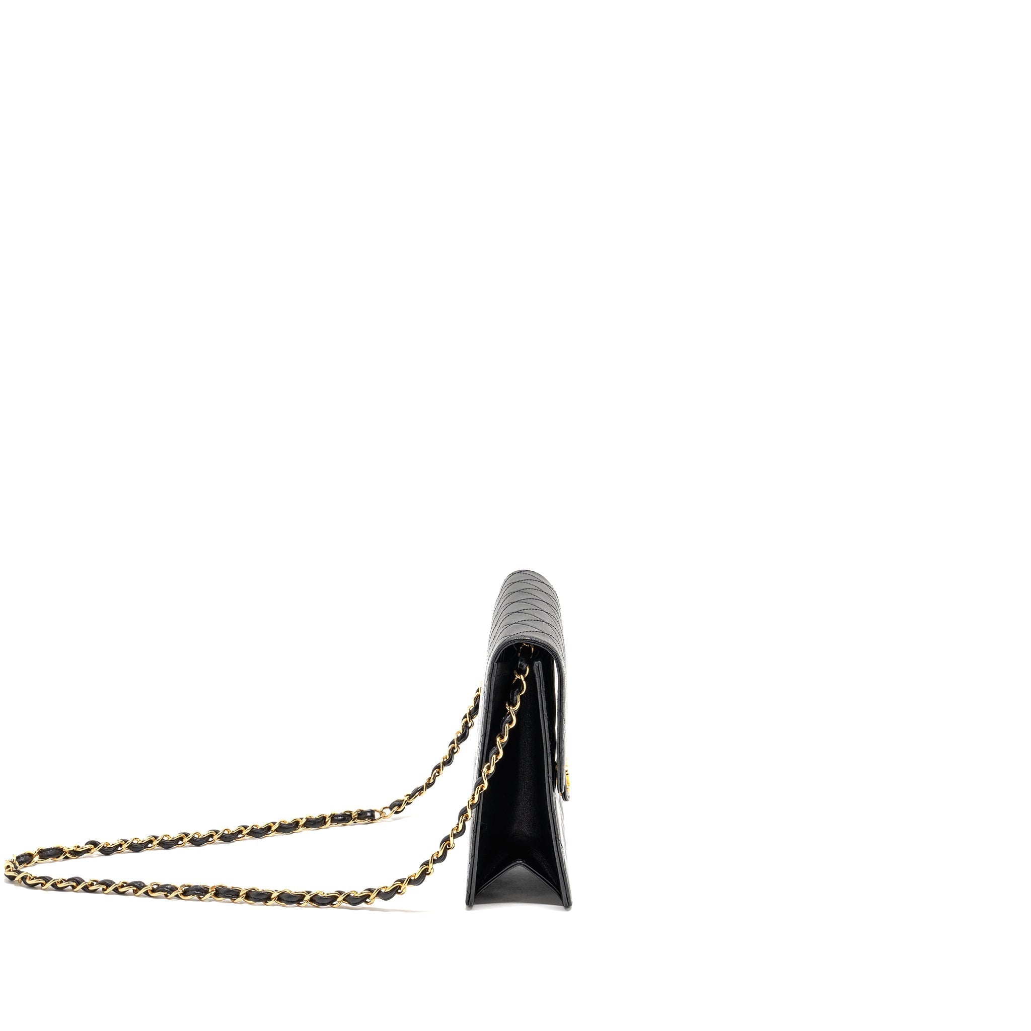 Chanel Vintage Square Flap Chain Bag Lambskin Black