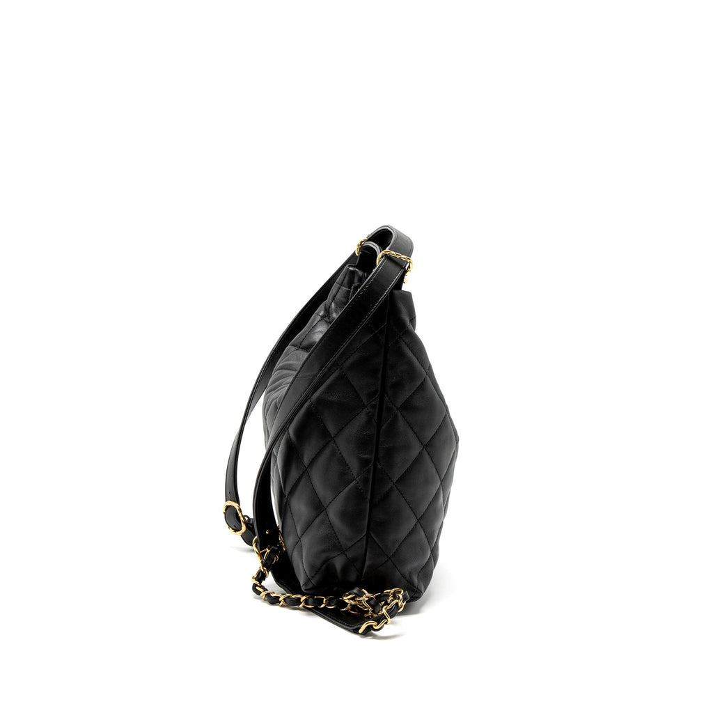 Chanel 22B Hobo Bag Lambskin Black Brushed  (Microchip)