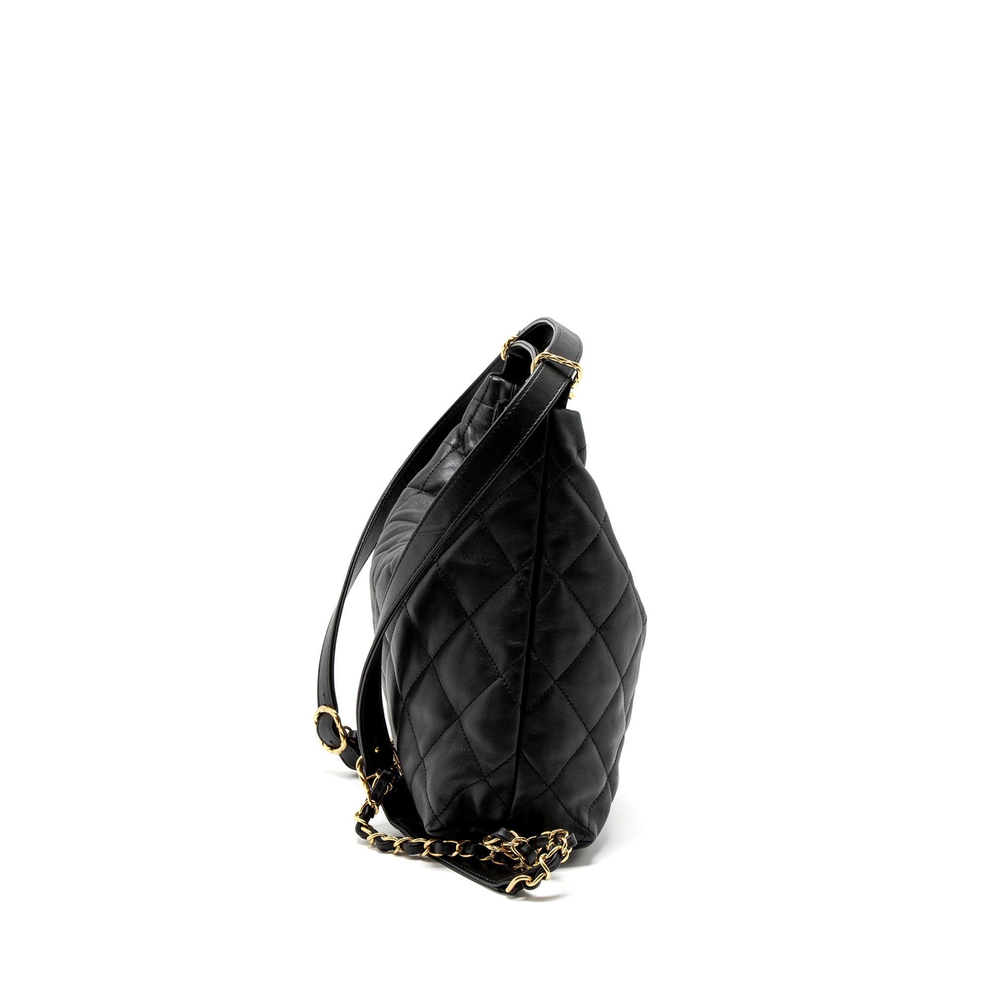 Chanel 22B Hobo Bag Lambskin Black Brushed  (Microchip)