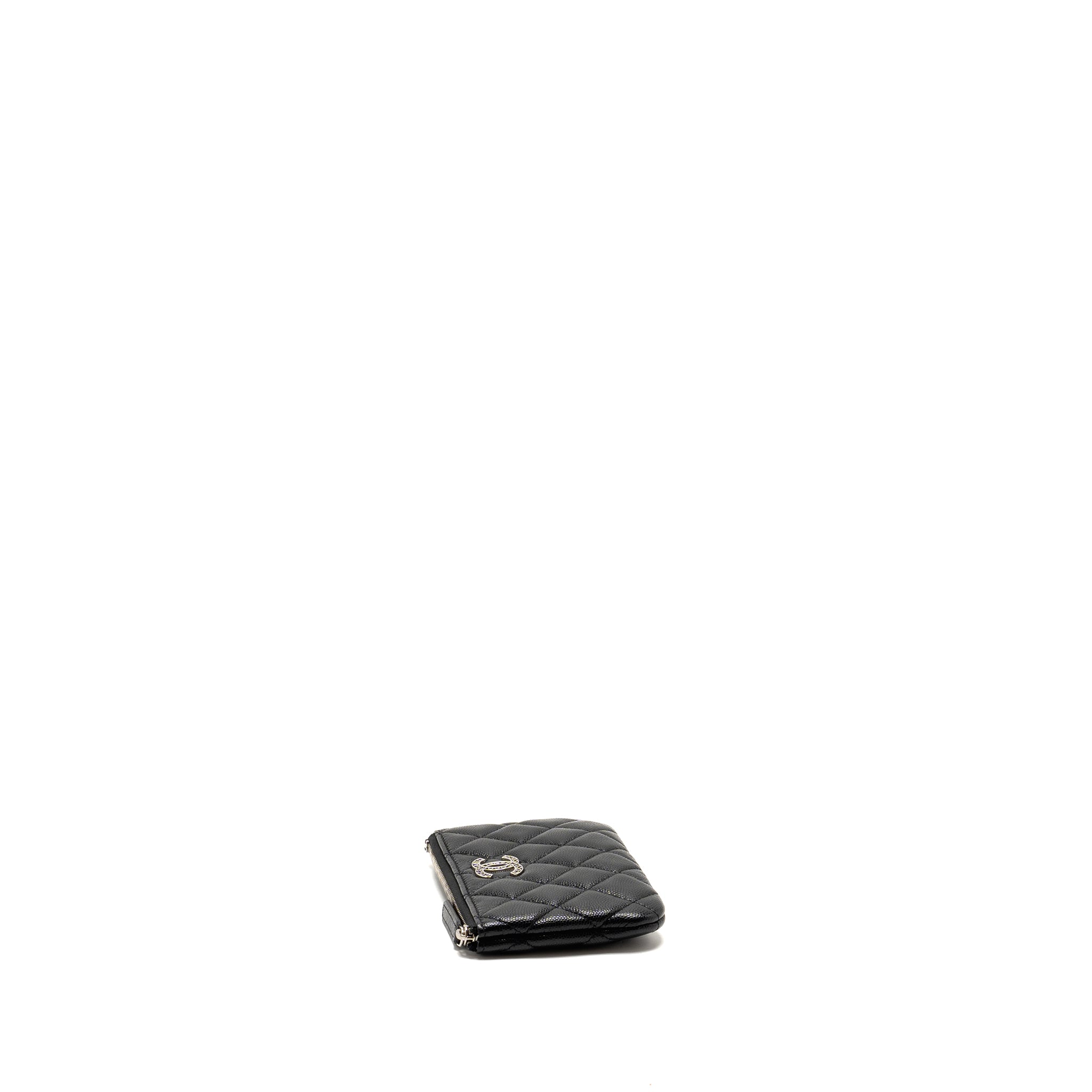 Chanel Detailed CC Small O-Case Pouch Caviar Black  (Microchip)