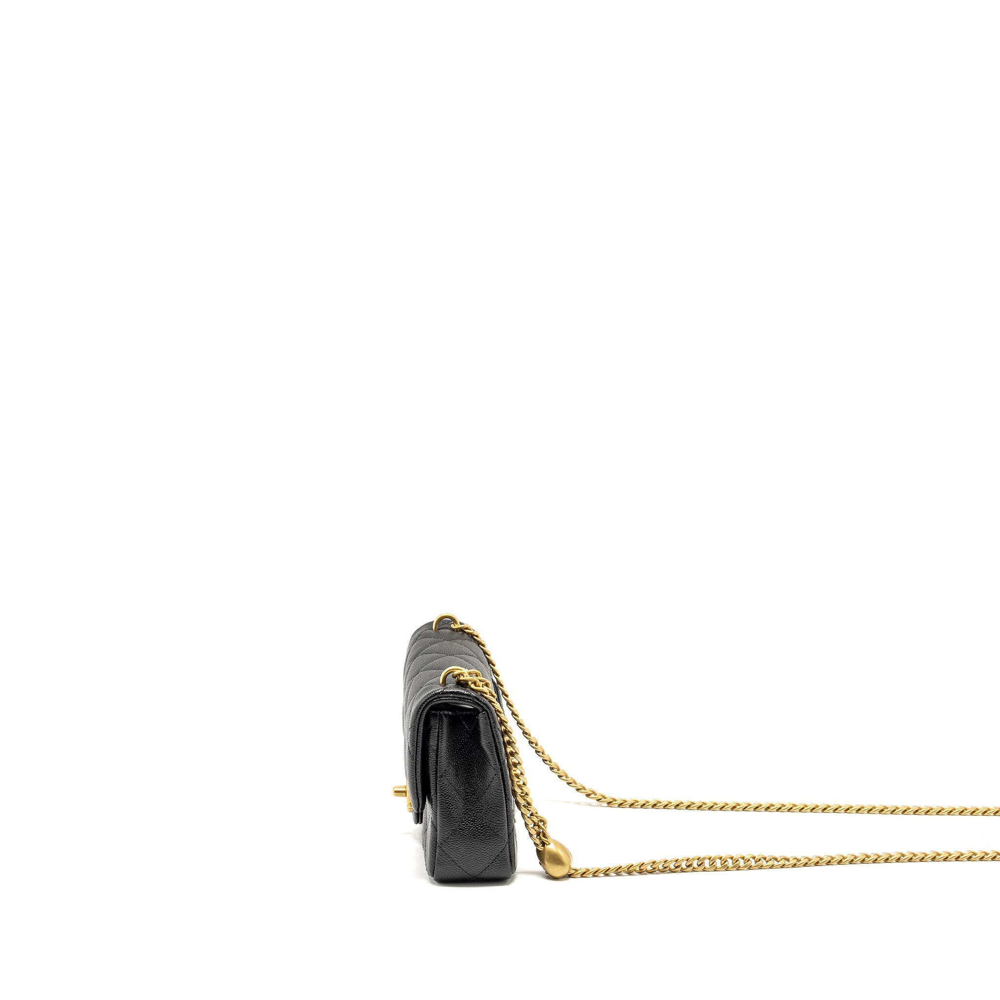 Chanel Coco Love Mini Flap Bag with Adjustable Chain Caviar Black  (Microchip)