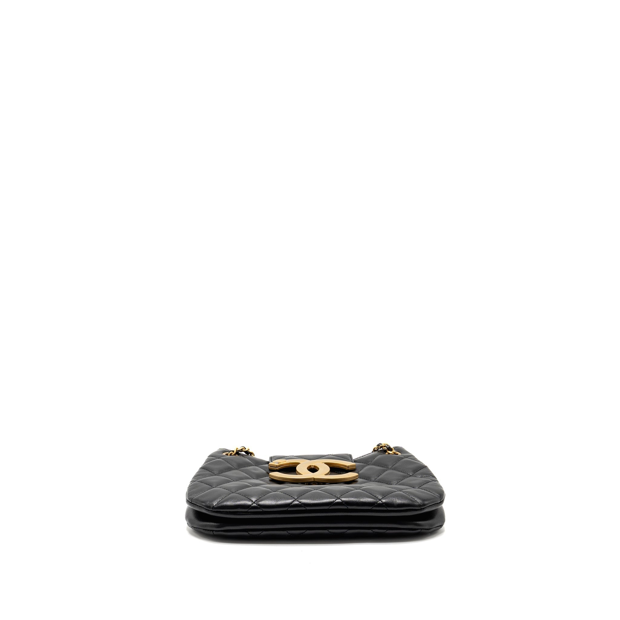 Chanel 24C Quilted Small Messenger Bag Black Lambskin  (Microchip)