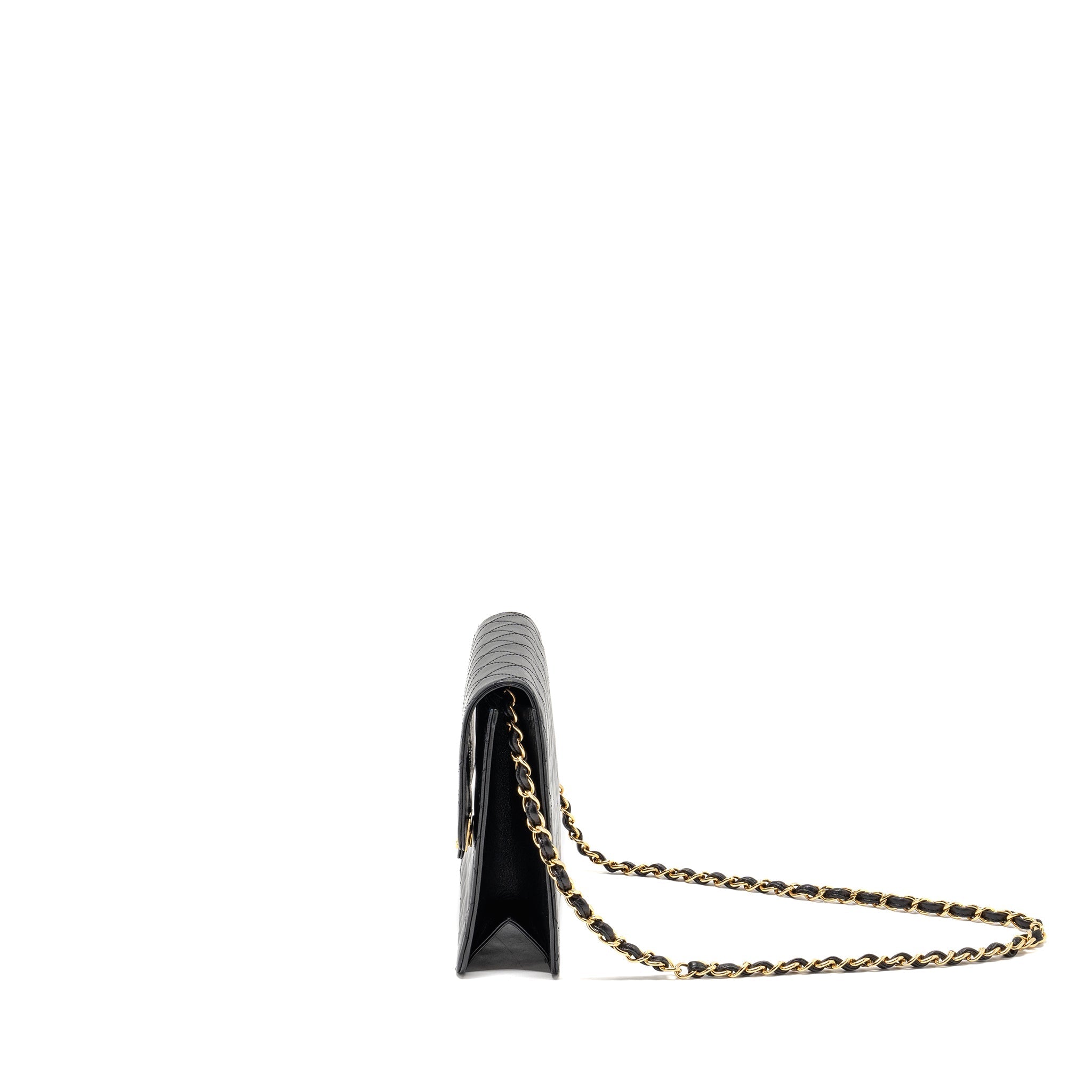 Chanel Vintage Square Flap Chain Bag Lambskin Black
