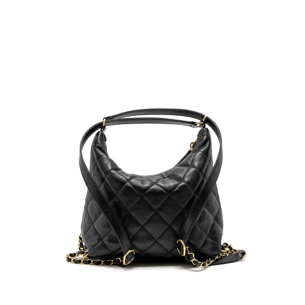 Chanel 22B Hobo Bag Lambskin Black Brushed  (Microchip)