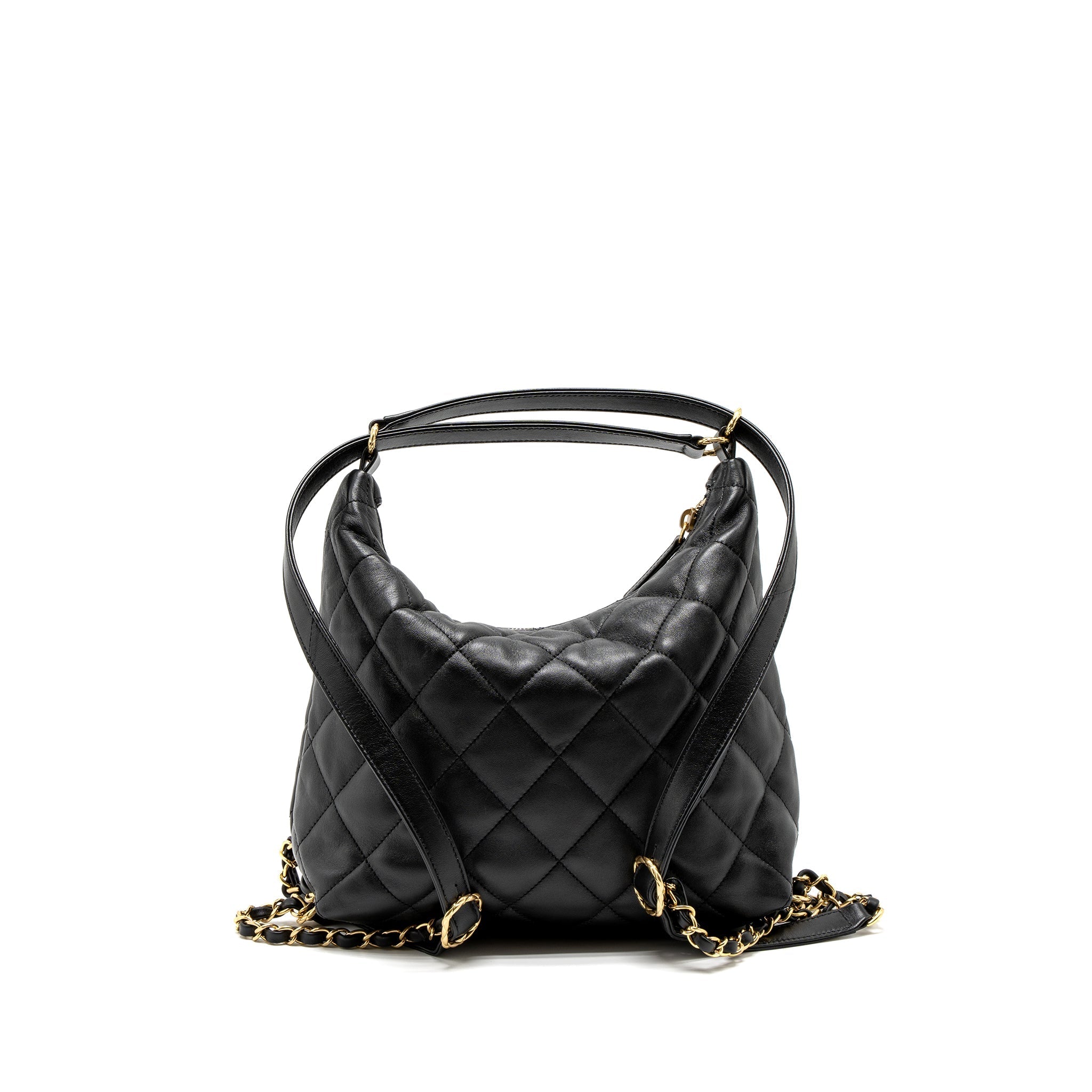 Chanel 22B Hobo Bag Lambskin Black Brushed  (Microchip)