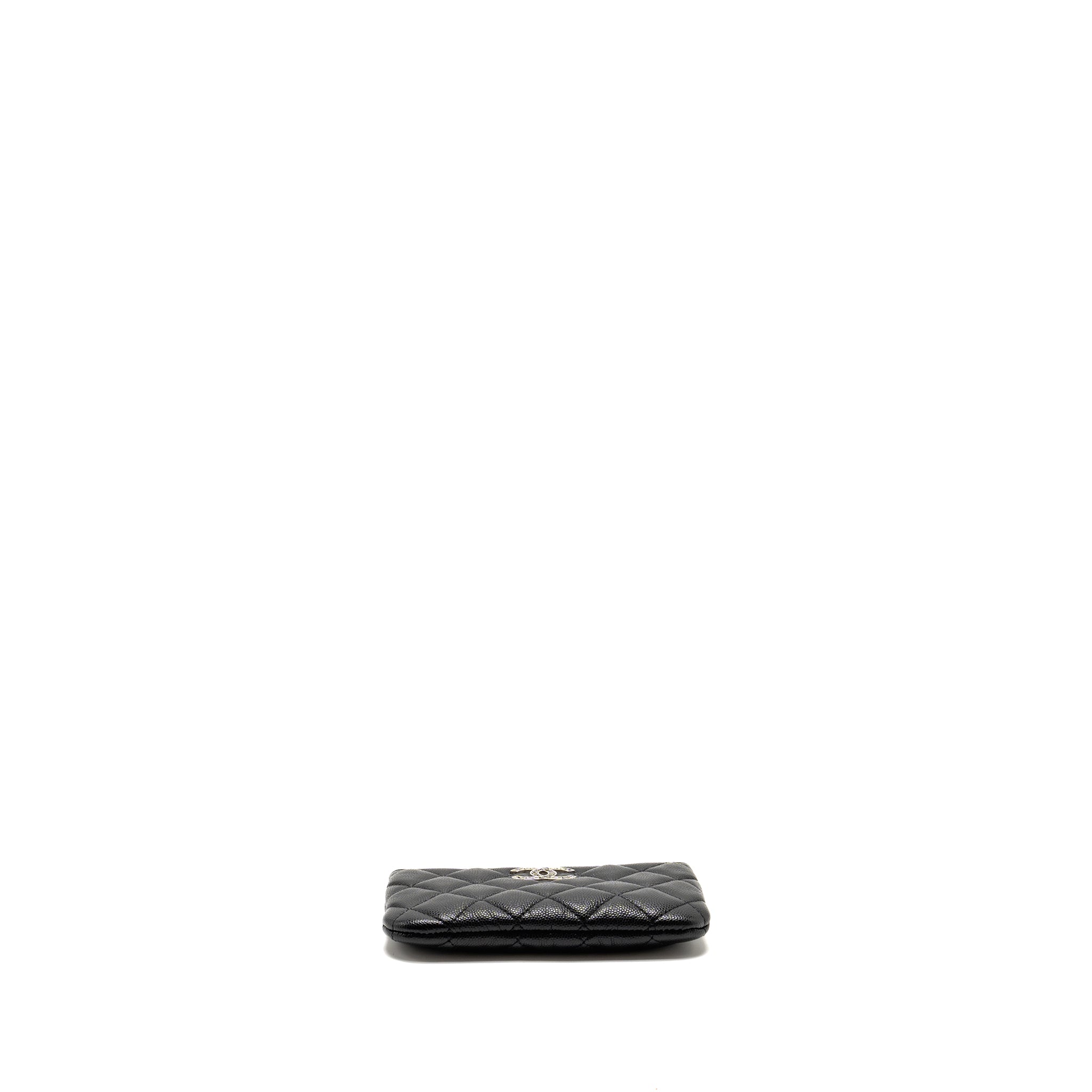 Chanel Detailed CC Small O-Case Pouch Caviar Black  (Microchip)
