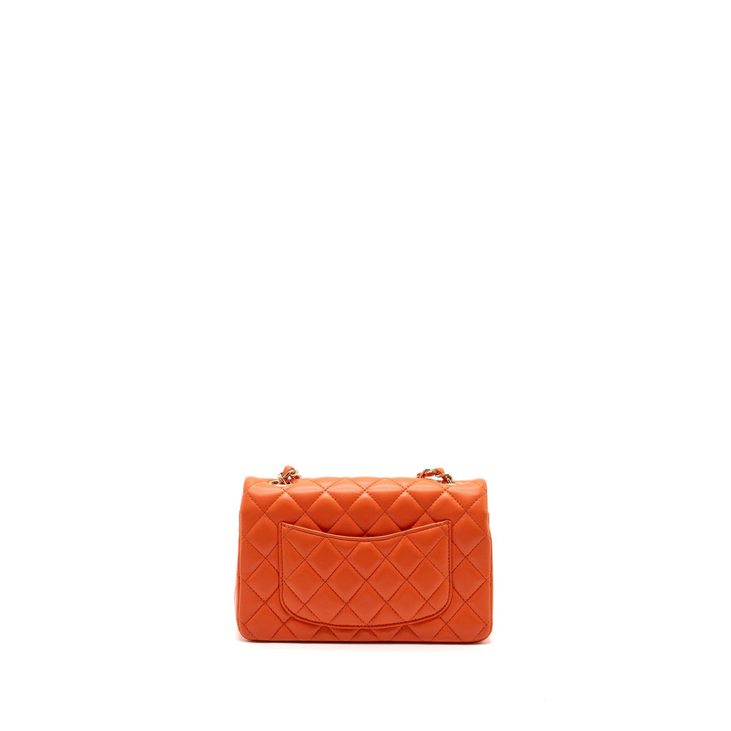 Chanel Mini Rectangular Flap Bag Lambskin Orange