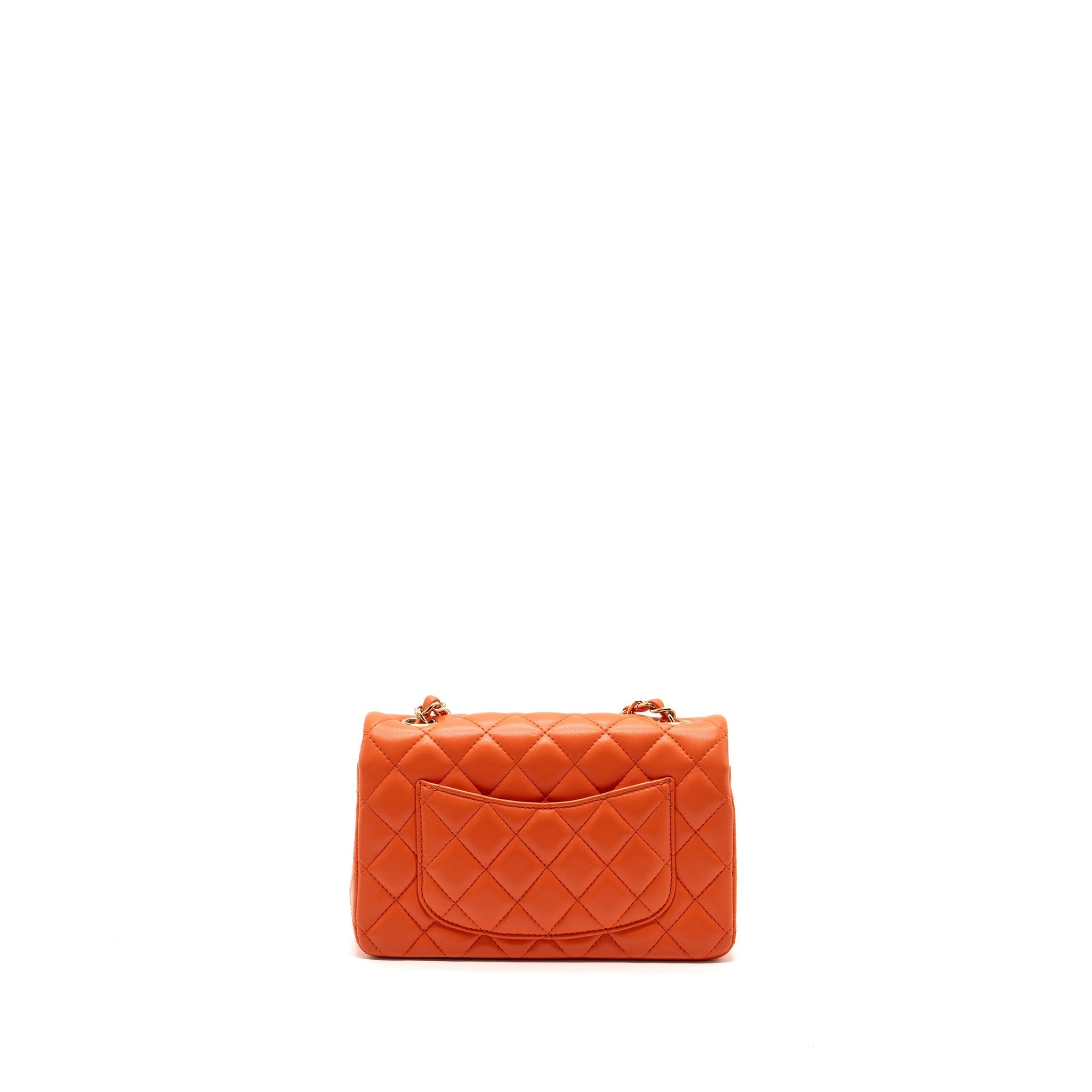 Chanel Mini Rectangular Flap Bag Lambskin Orange