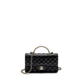 Chanel 23a Crystal Top Handle Flap Bag Shiny Lambskin Black L(microchip)