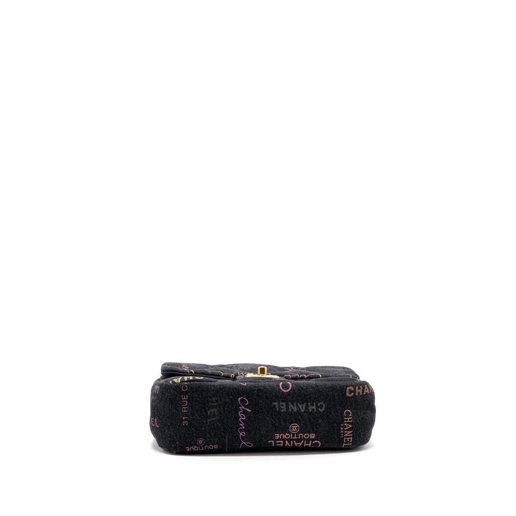 Chanel Black Denim Flap Bag Brushed  (Microchip)