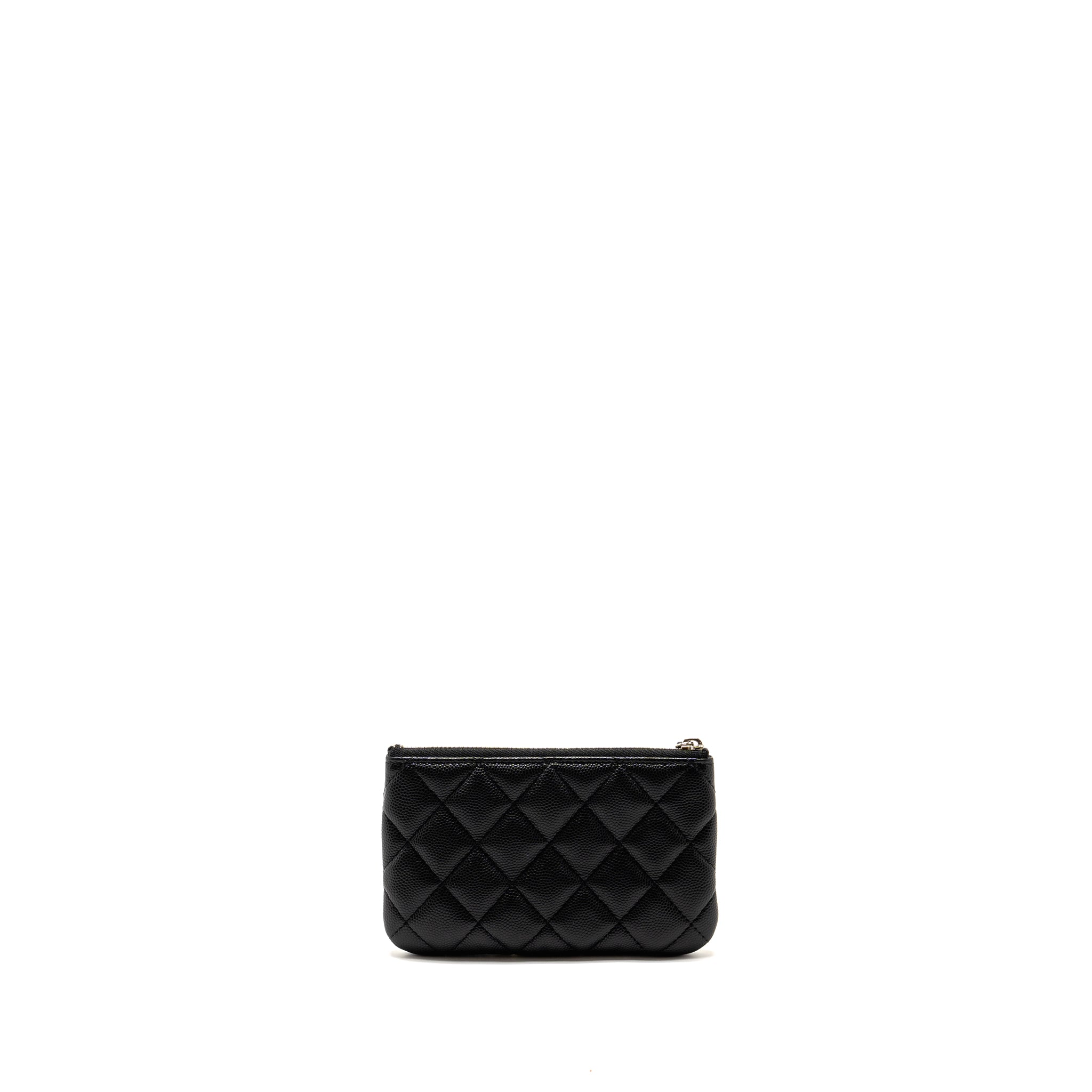 Chanel Detailed CC Small O-Case Pouch Caviar Black  (Microchip)