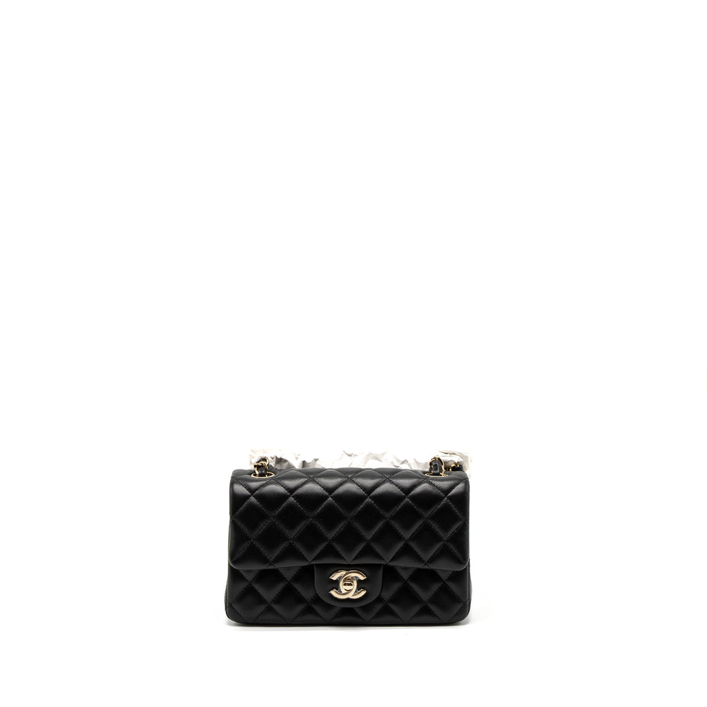 Chanel Mini Rectangular Flap Bag Lambskin Black L (Microchip)
