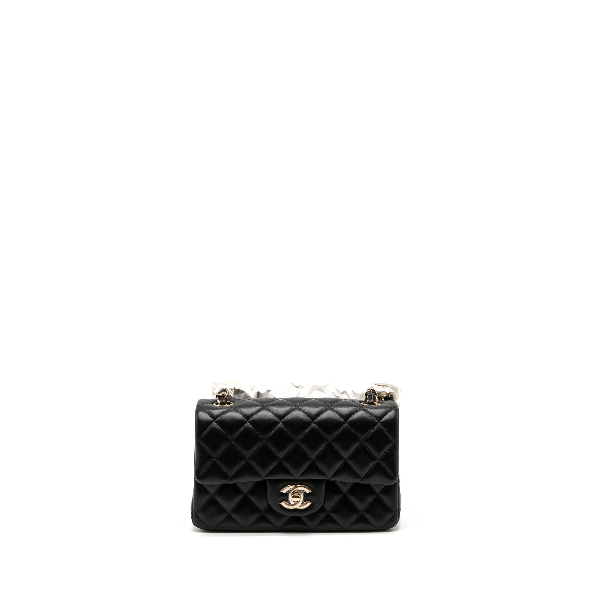 Chanel Mini Rectangular Flap Bag Lambskin Black L (Microchip)