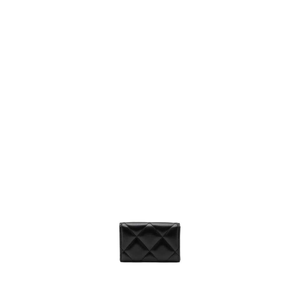 Chanel 19 flap card holder lambskin black  (microchip)