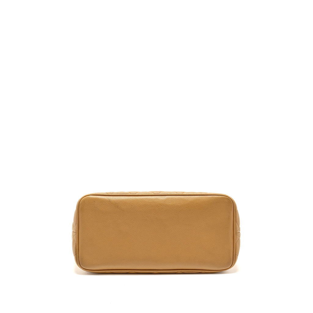 CHANEL Vintage Medallion Tote Bag Caviar Beige