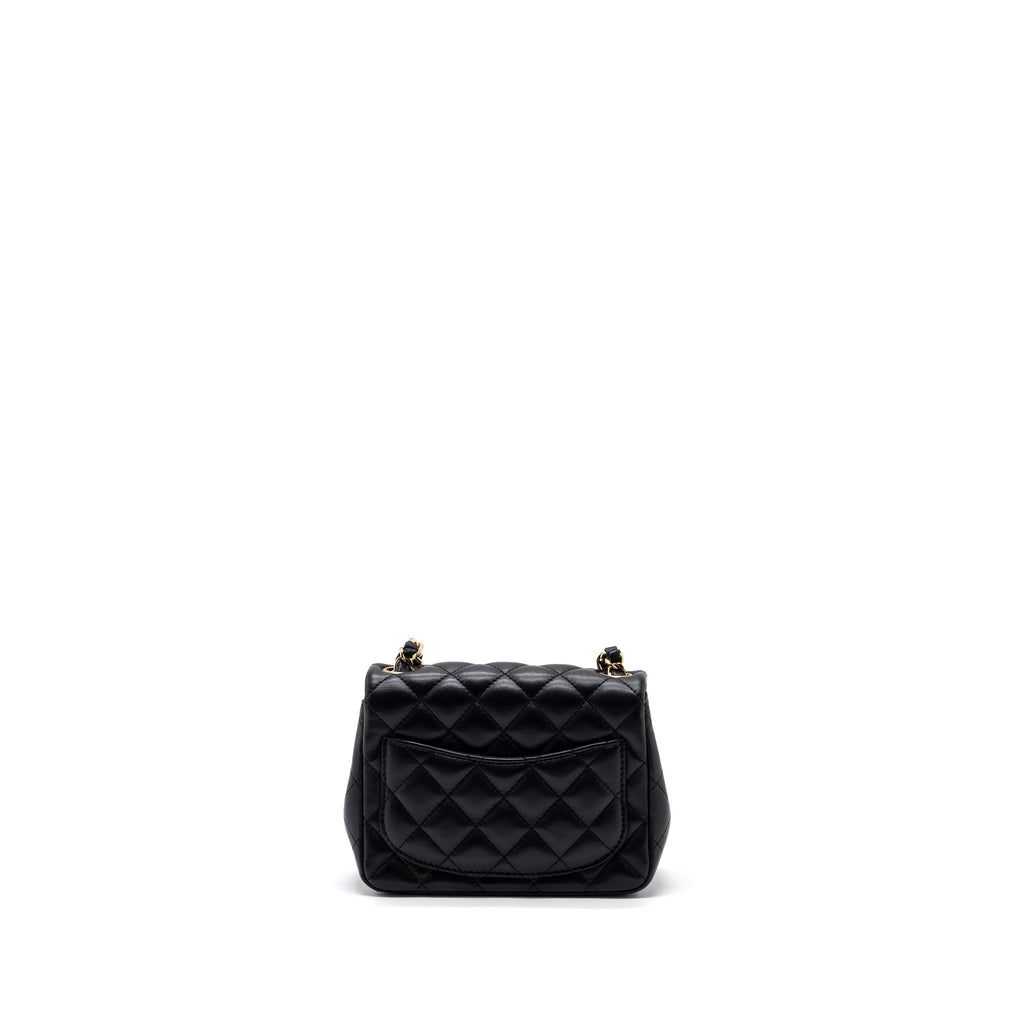 Chanel Classic Mini Square Flap Bag Lambskin Black L