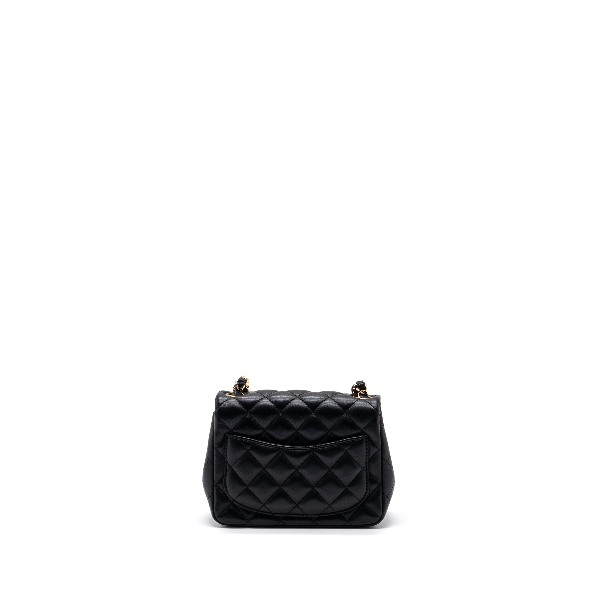 Chanel Classic Mini Square Flap Bag Lambskin Black L