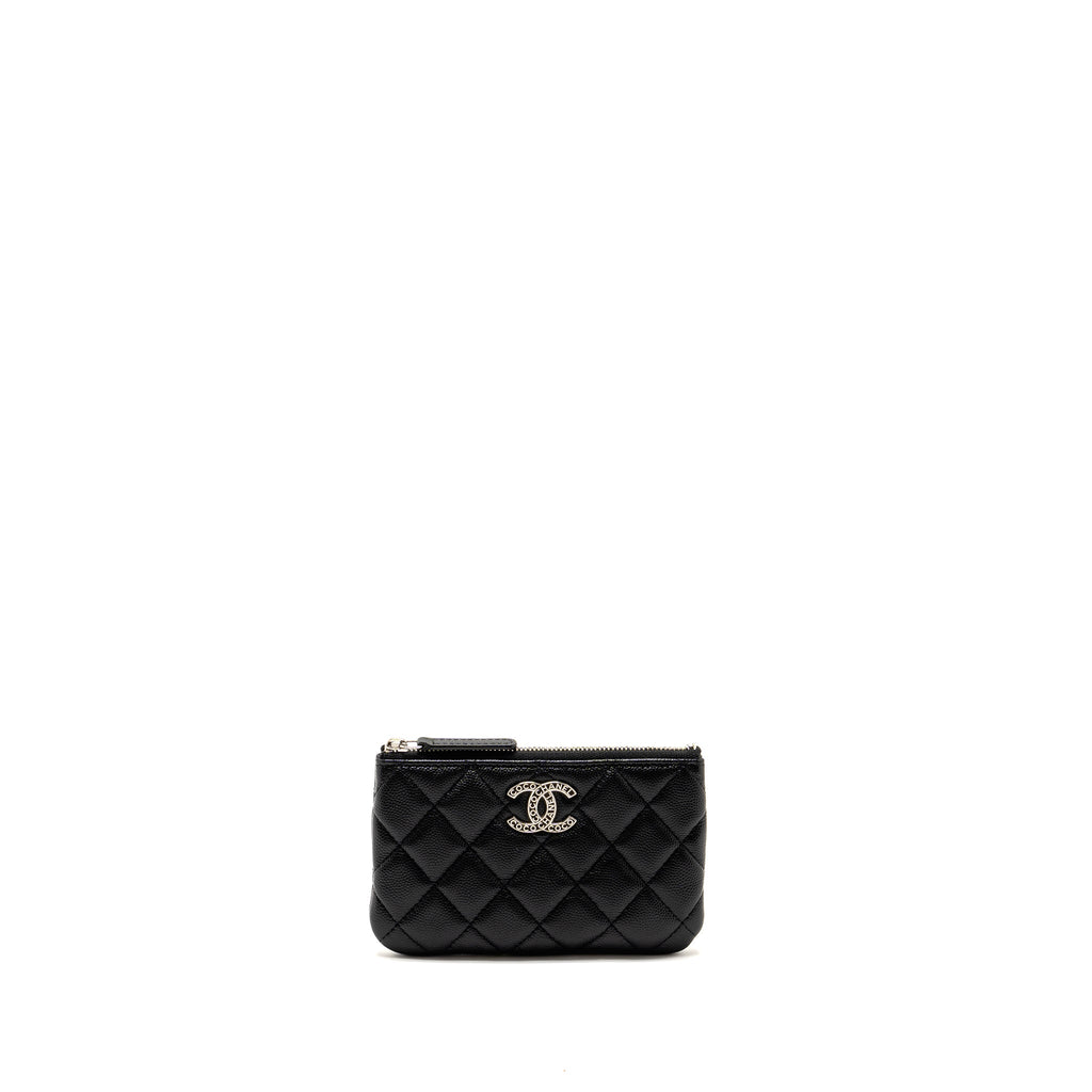 Chanel Detailed CC Small O-Case Pouch Caviar Black  (Microchip)
