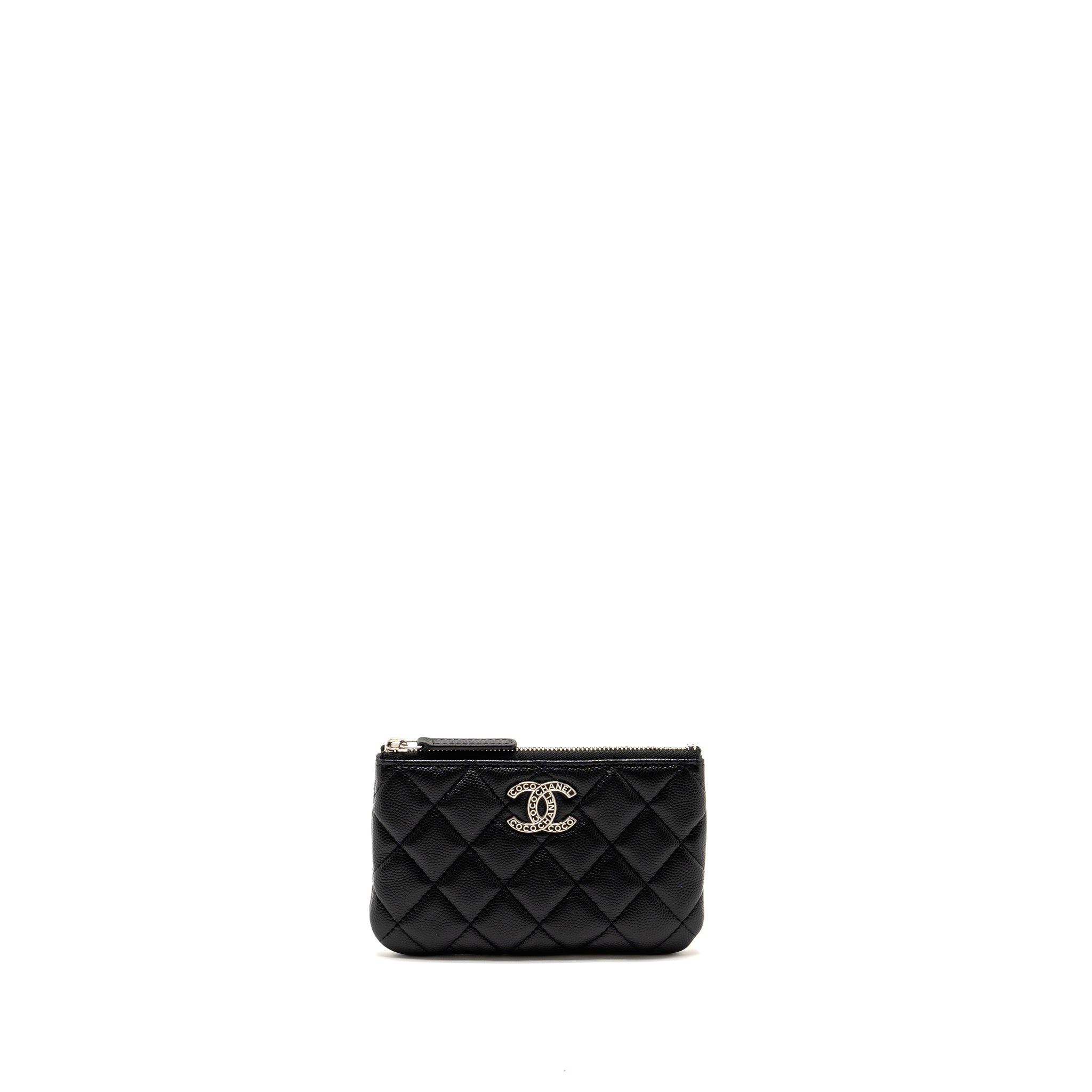 Chanel Detailed CC Small O-Case Pouch Caviar Black  (Microchip)