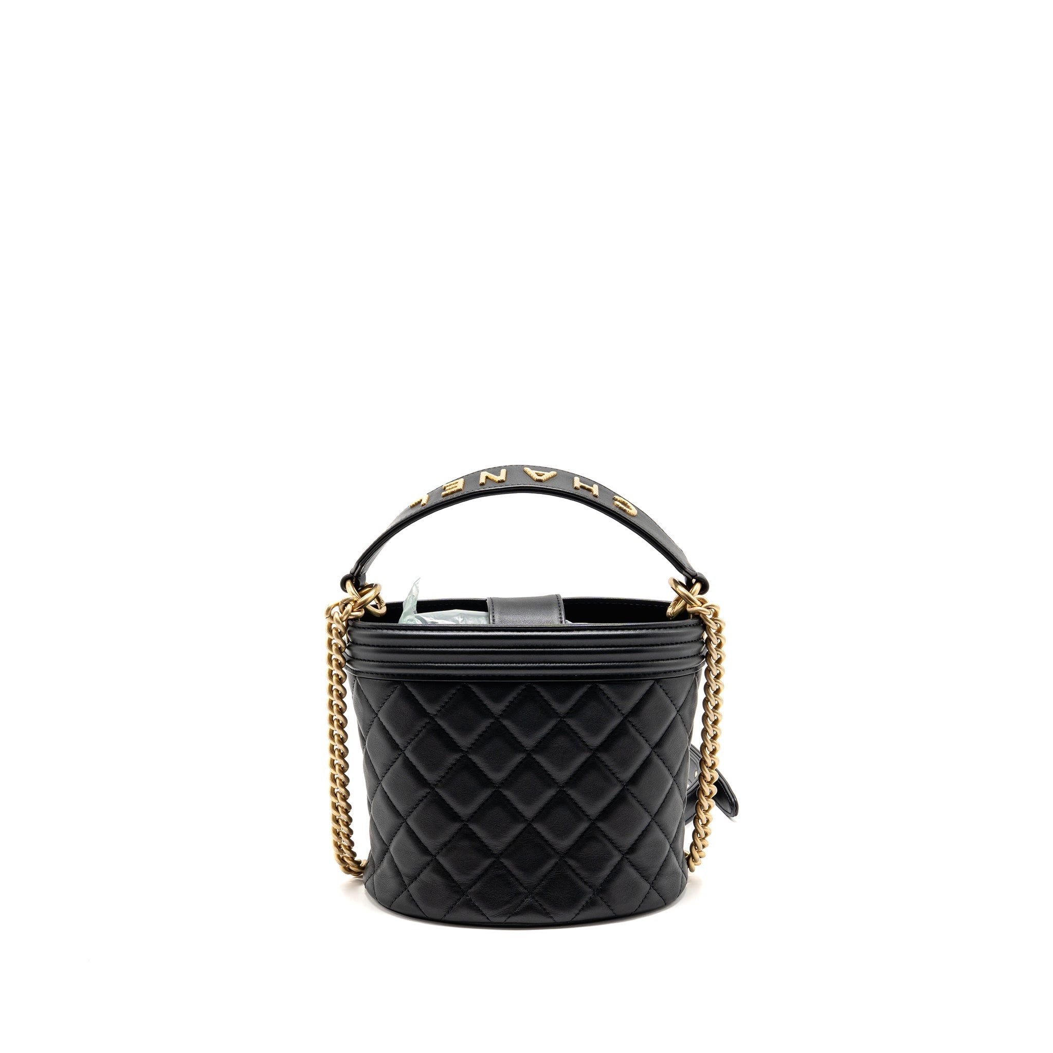 Chanel Top Handle Boy Bucket Bag Lambskin Black