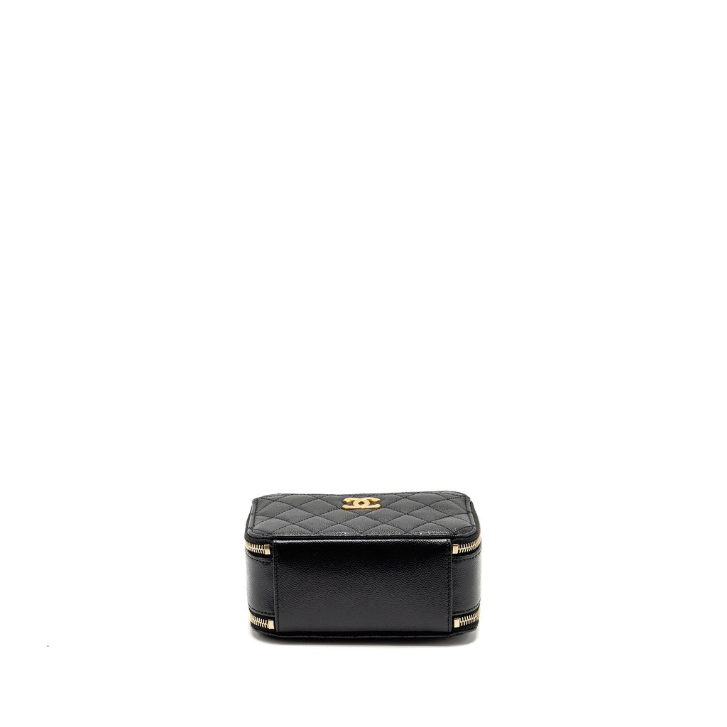 Chanel Logo Detailed Handle Mini Pick Me Up Vanity Case Caviar Black  (Microchip)