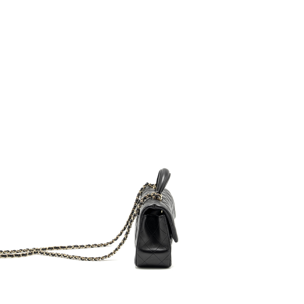 CHANEL Top Handle Mini Rectangular Flap Bag Lambskin Black L (microchip)