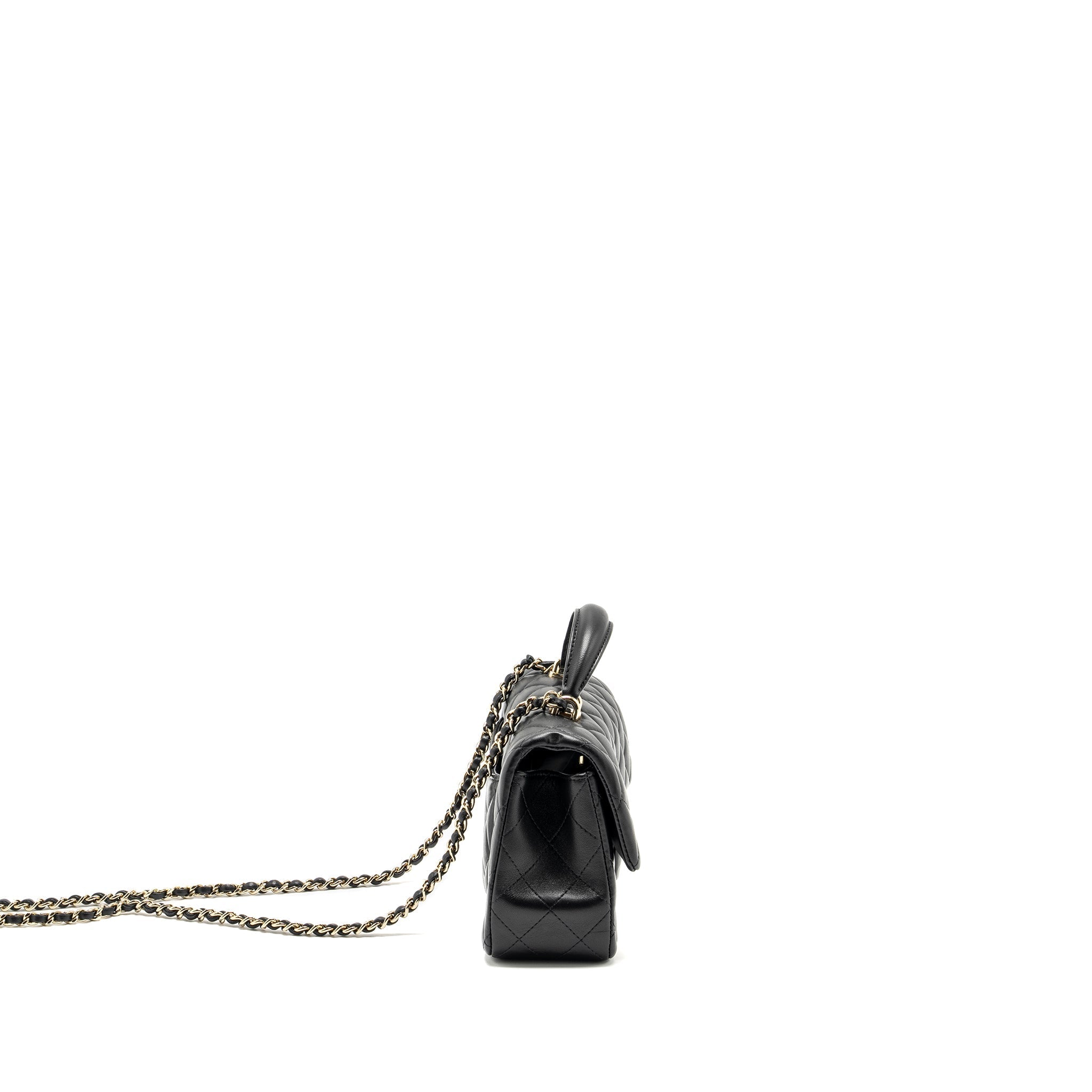 CHANEL Top Handle Mini Rectangular Flap Bag Lambskin Black L (microchip)