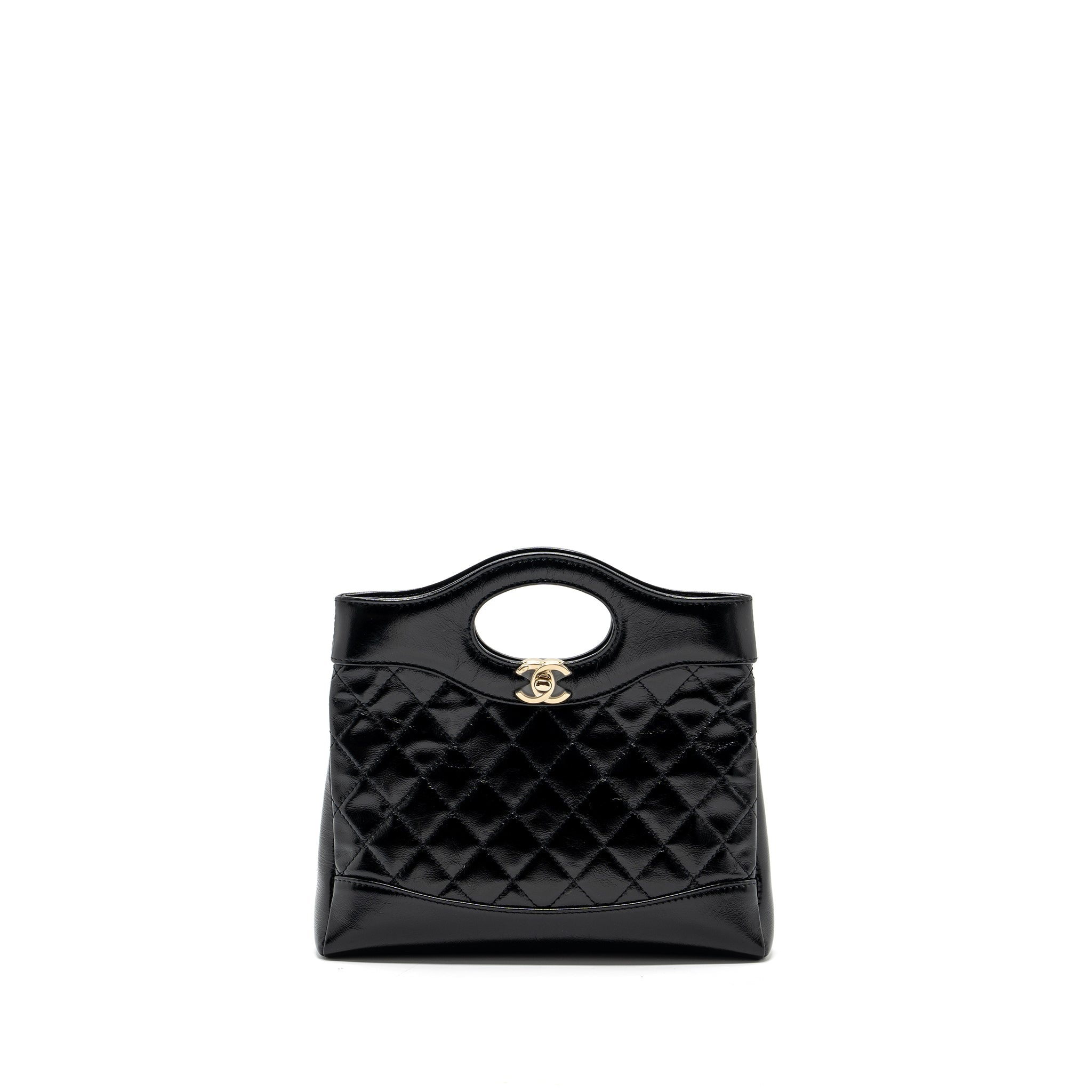 Chanel 23C mini 31 bag shiny calfskin black L (microchip)