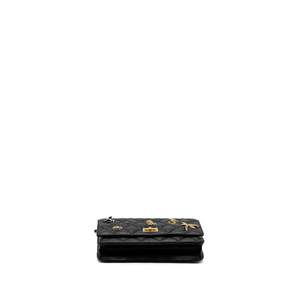 Chanel 2.55 Reissue Lucky Charms Wallet On Chain Aged Calfskin Black