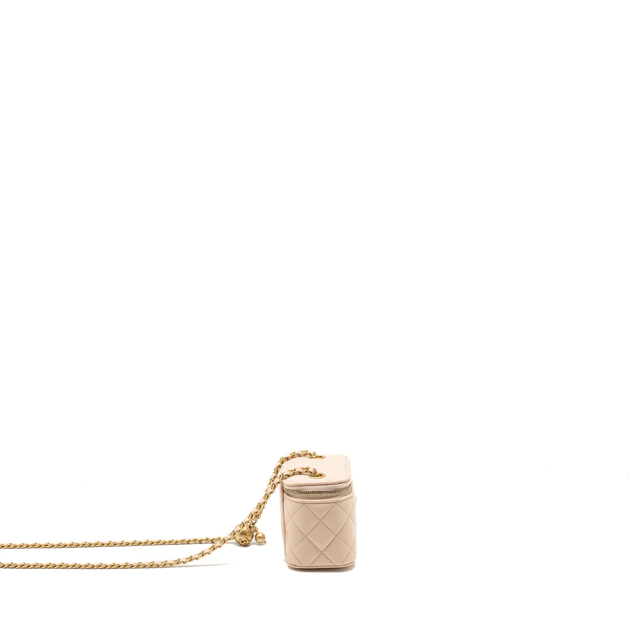 Chanel Pearl Crush Mini Vanity with Chain Lambskin Light Beige