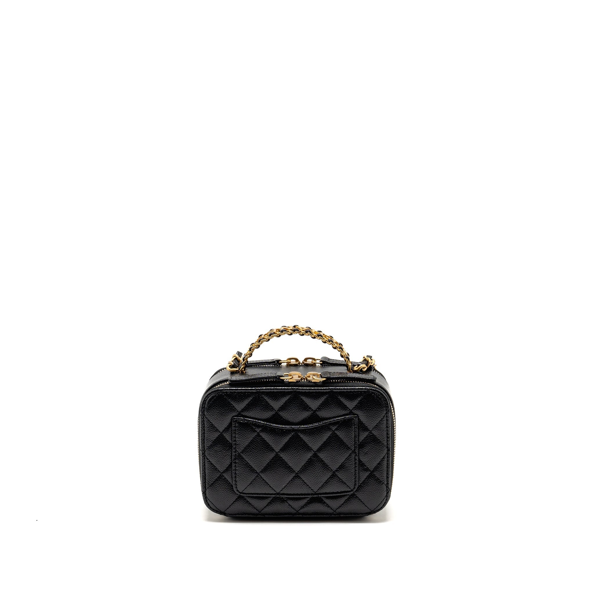 Chanel Logo Detailed Handle Mini Pick Me Up Vanity Case Caviar Black  (Microchip)