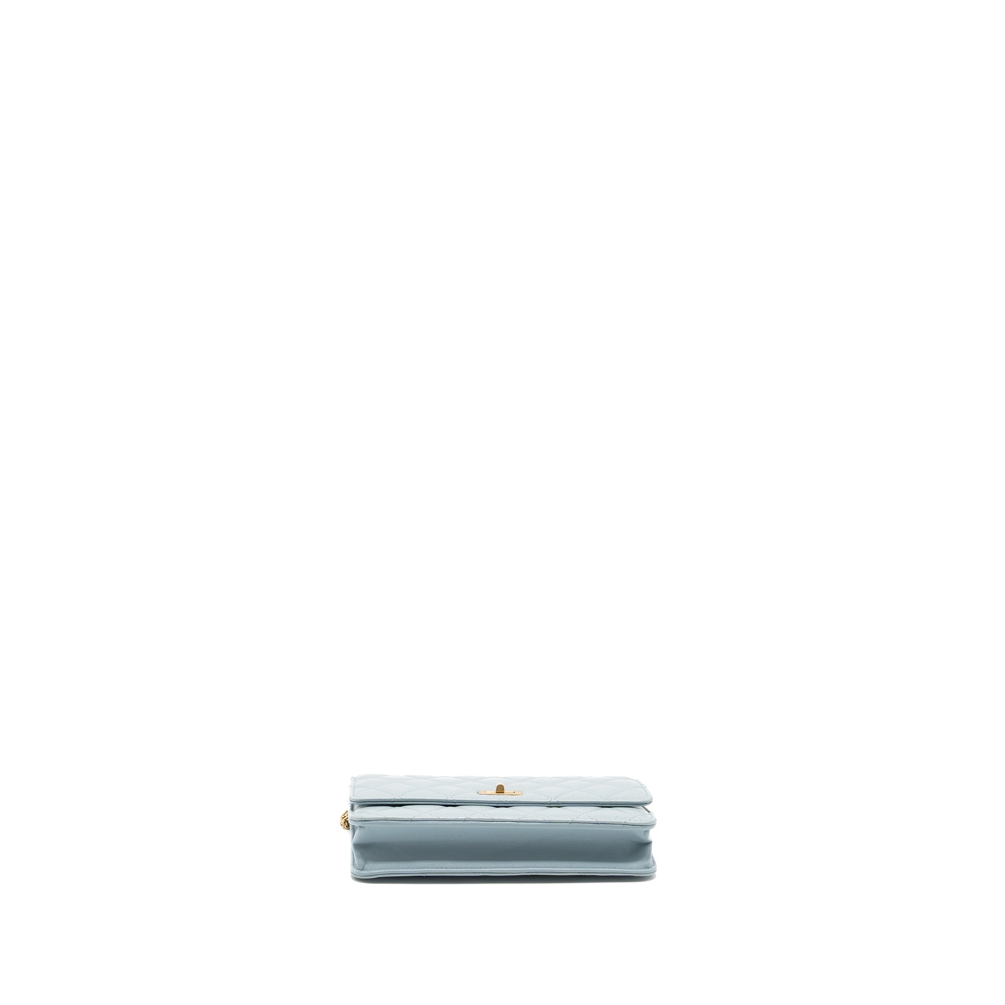 Chanel 2.55 Reissue Wallet on Chain Aged Calfskin Light Blue Brushed  (Microchip)