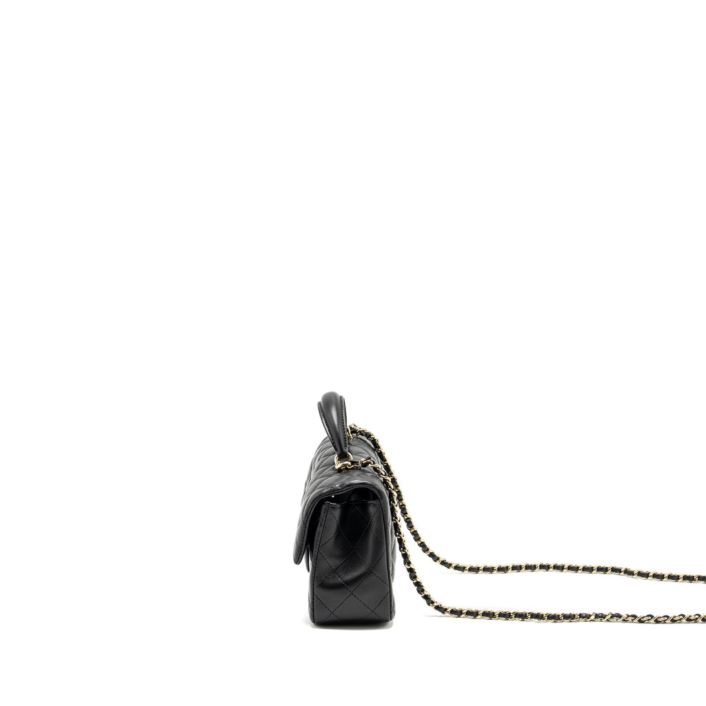 CHANEL Top Handle Mini Rectangular Flap Bag Lambskin Black L (microchip)