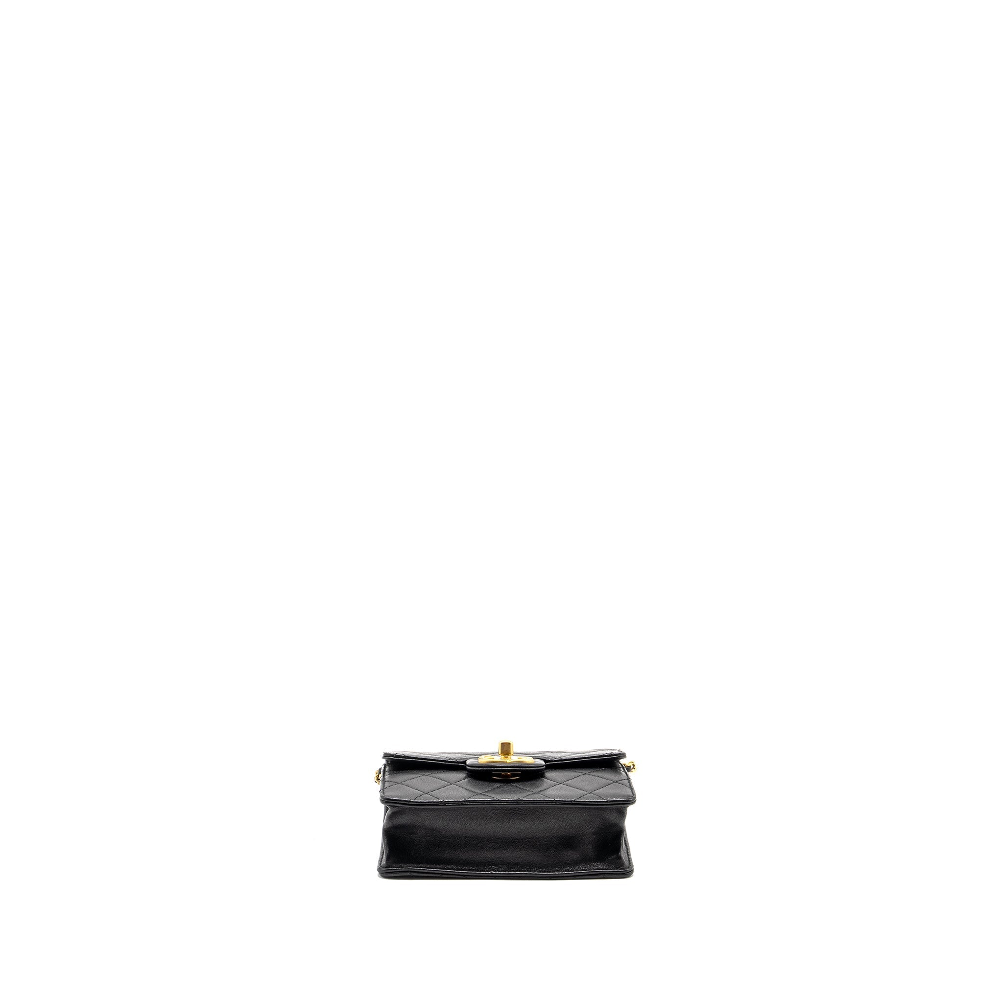 Chanel 19S Pearl Chain Quilted Vertical Flap Bag Lambskin Black