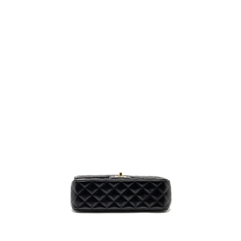 Chanel 23a Crystal Top Handle Flap Bag Shiny Lambskin Black L(microchip)