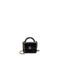 chanel top handle mini flap bag with chain lambskin black L (microchip)
